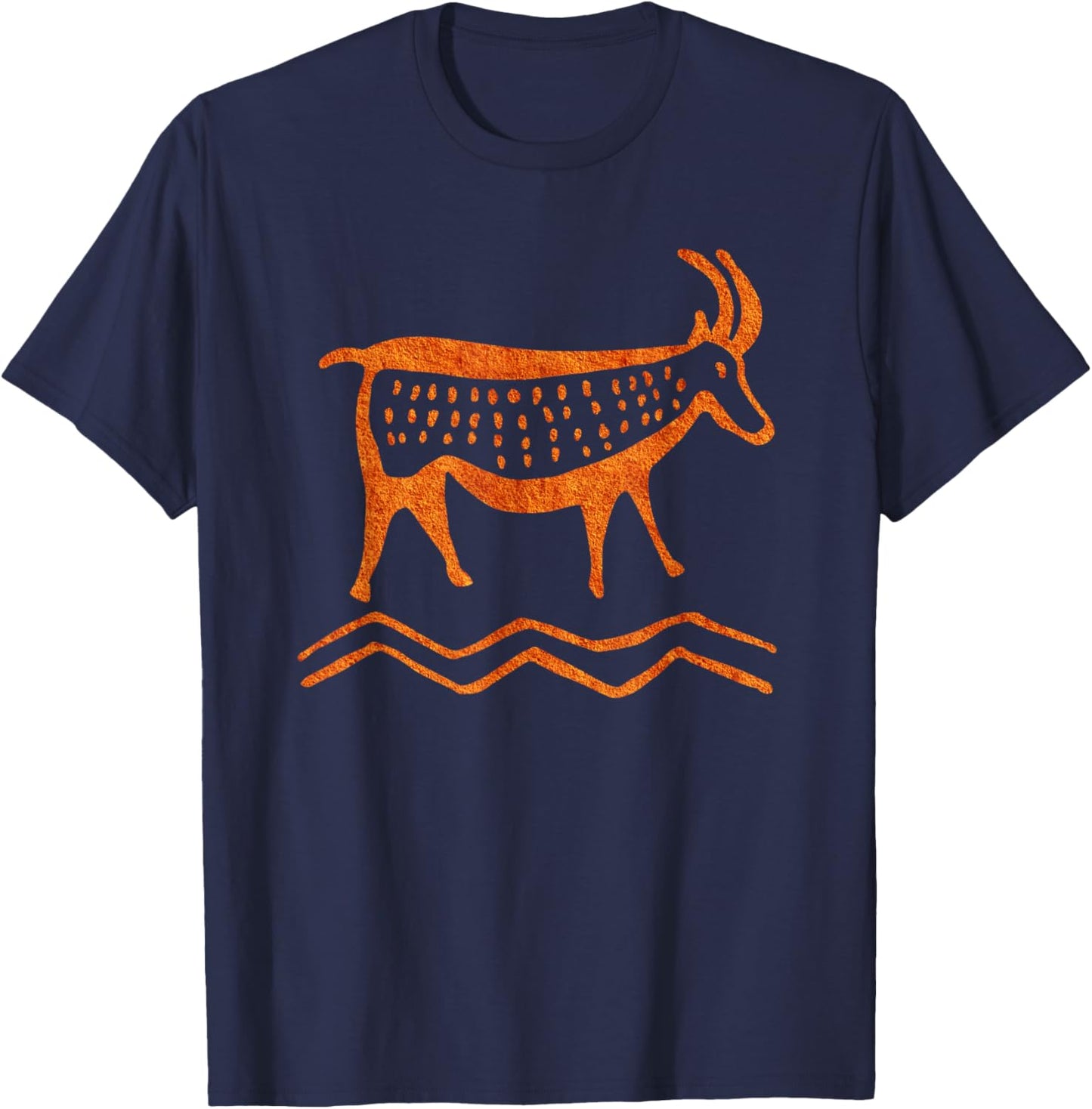 Paleo Goat Primitive Tribal Art Petroglyph T-Shirt - T-Shirt | Navy