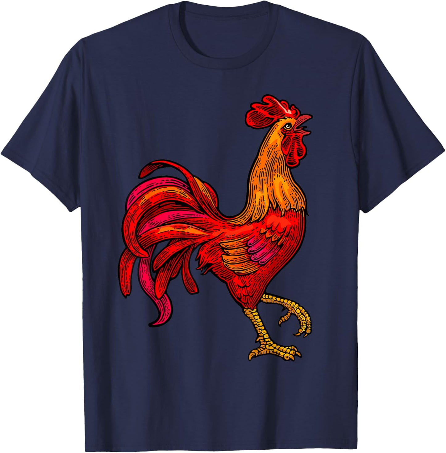 Red Rooster Vintage Retro Farmer Shirt Cock Bird Rooster T-Shirt - T-Shirt | Navy