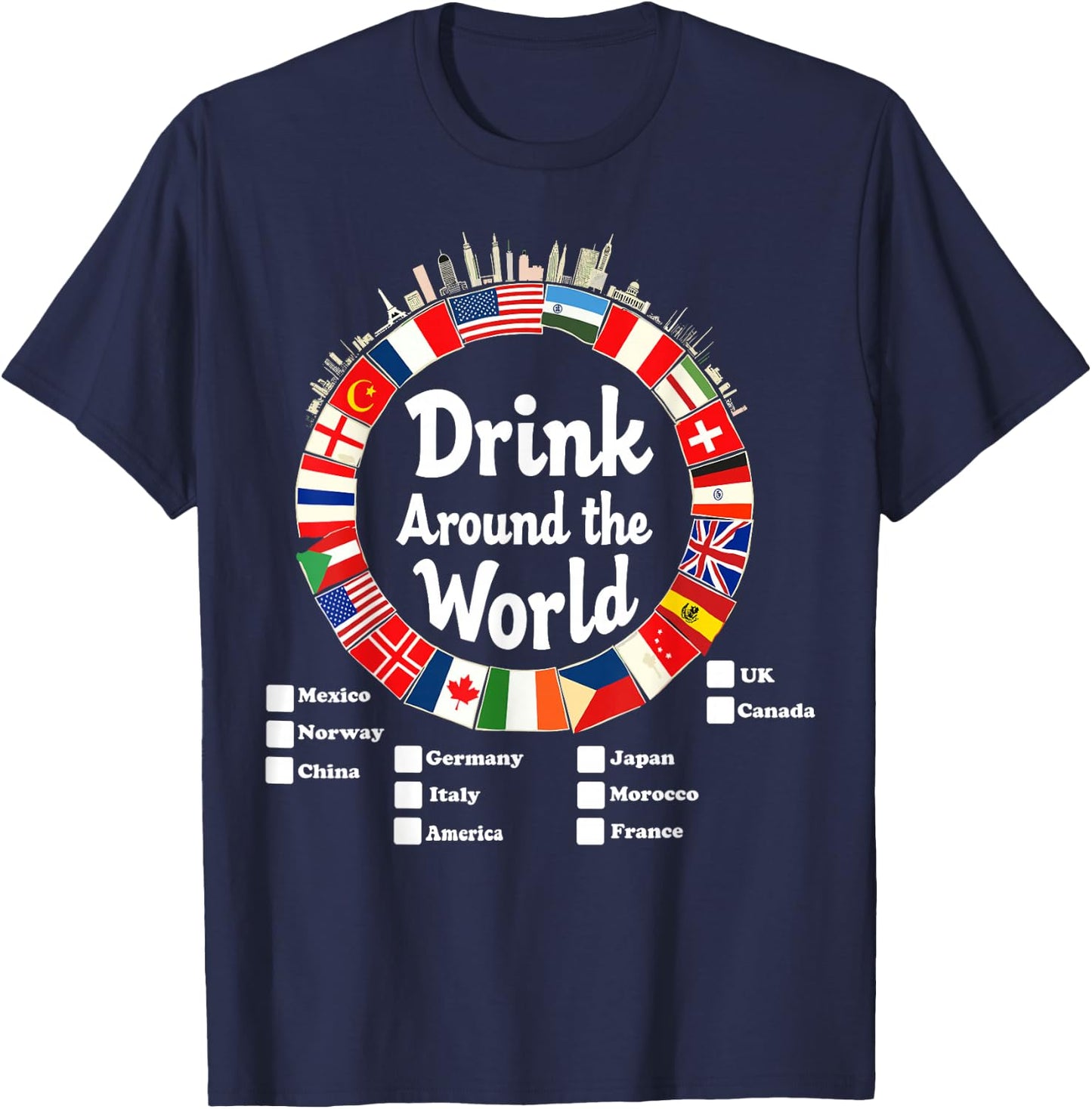 Adult Vacation Drinking Countries International National T-Shirt - T-Shirt | Navy