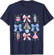 Coquette Pink Blue Bow Nutcracker Xmas Merry Christmas T-Shirt - T-Shirt | Navy
