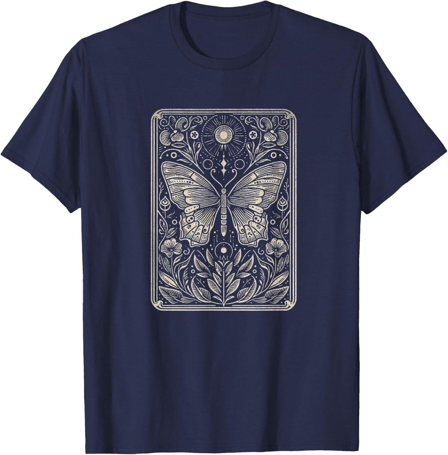 Butterfly Art Design and Men T-Shirt - T-Shirt | Navy