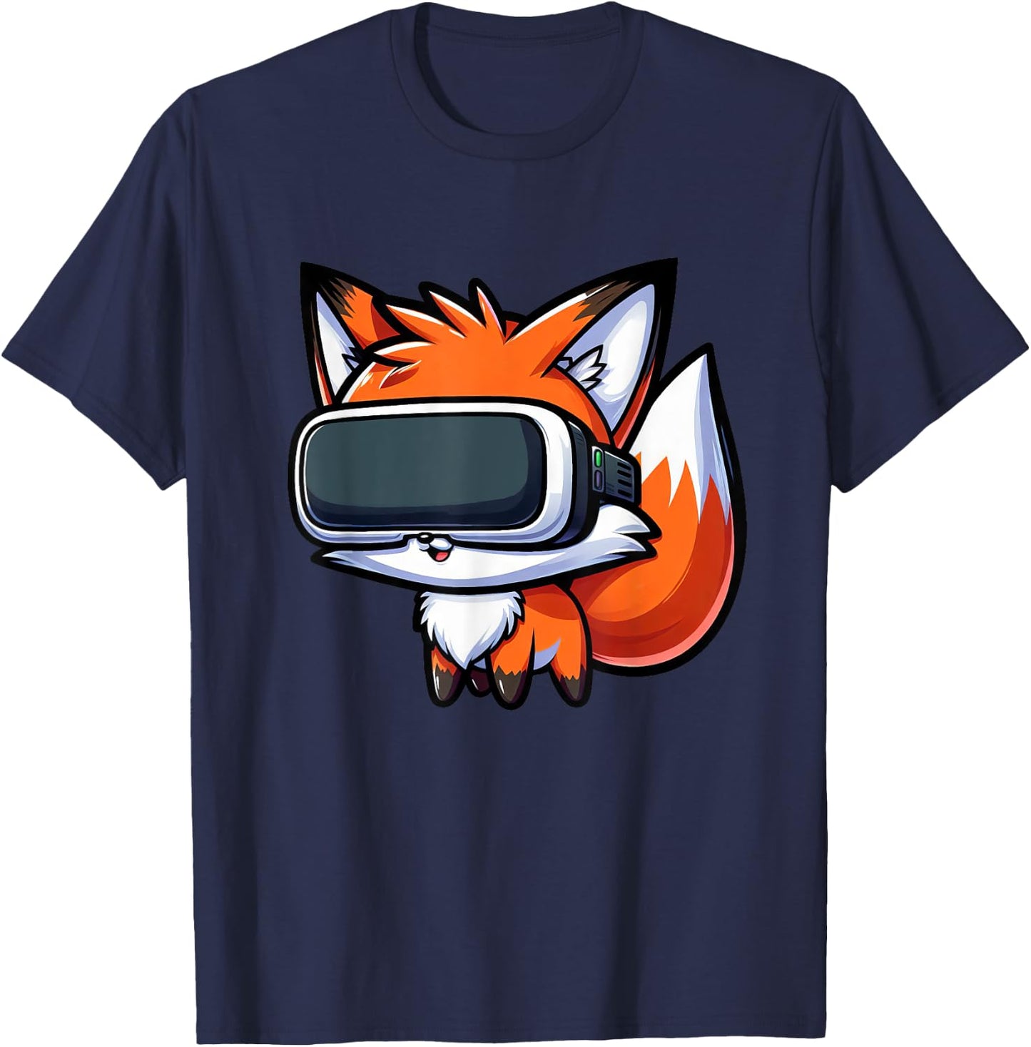 Cute Fox VR Virtual Reality Gamer T-Shirt - T-Shirt | Navy