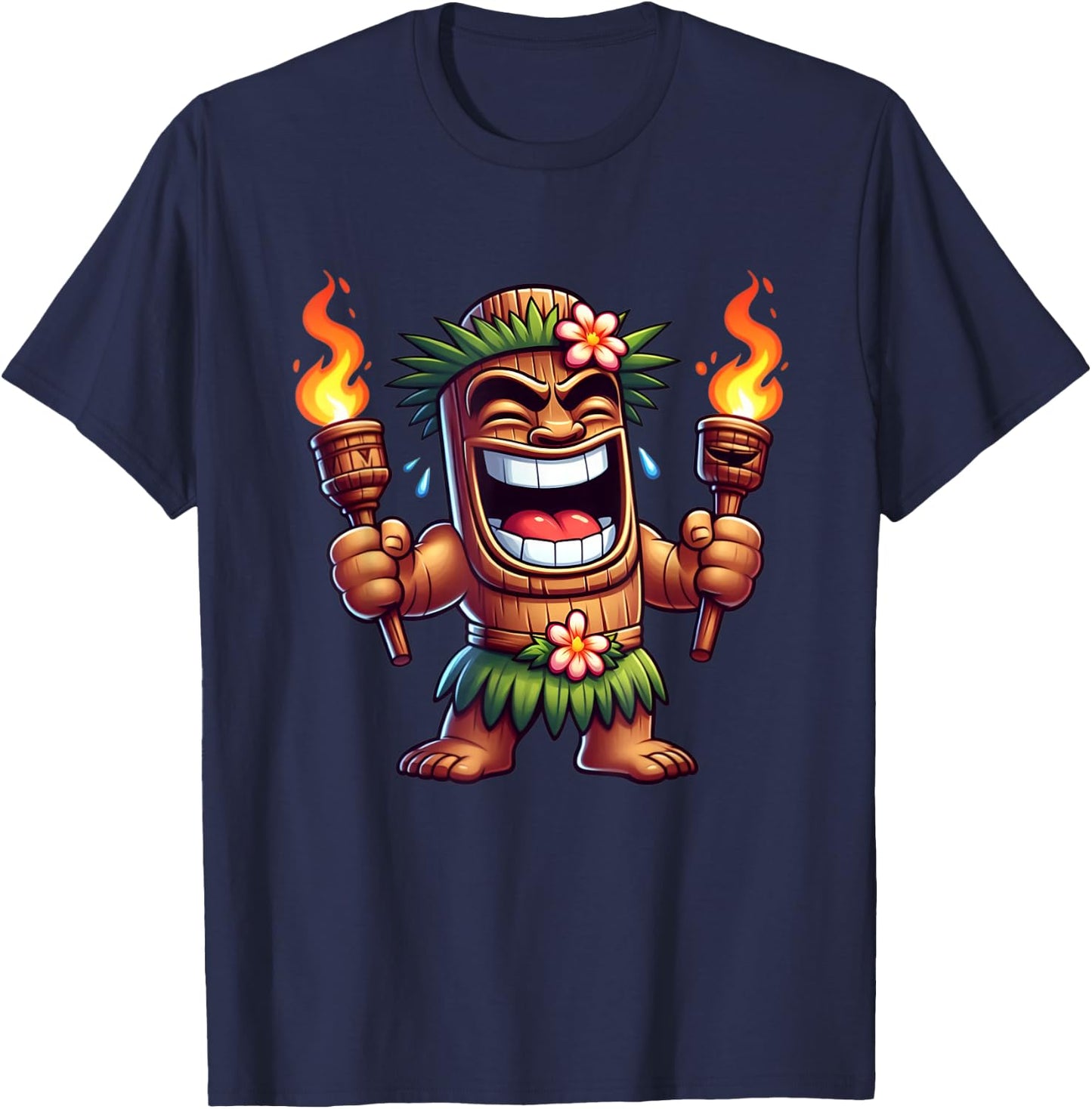 Tiki Shirt Man Hawaiian Summer Tropical Luau Party Kids T-Shirt - T-Shirt | Navy