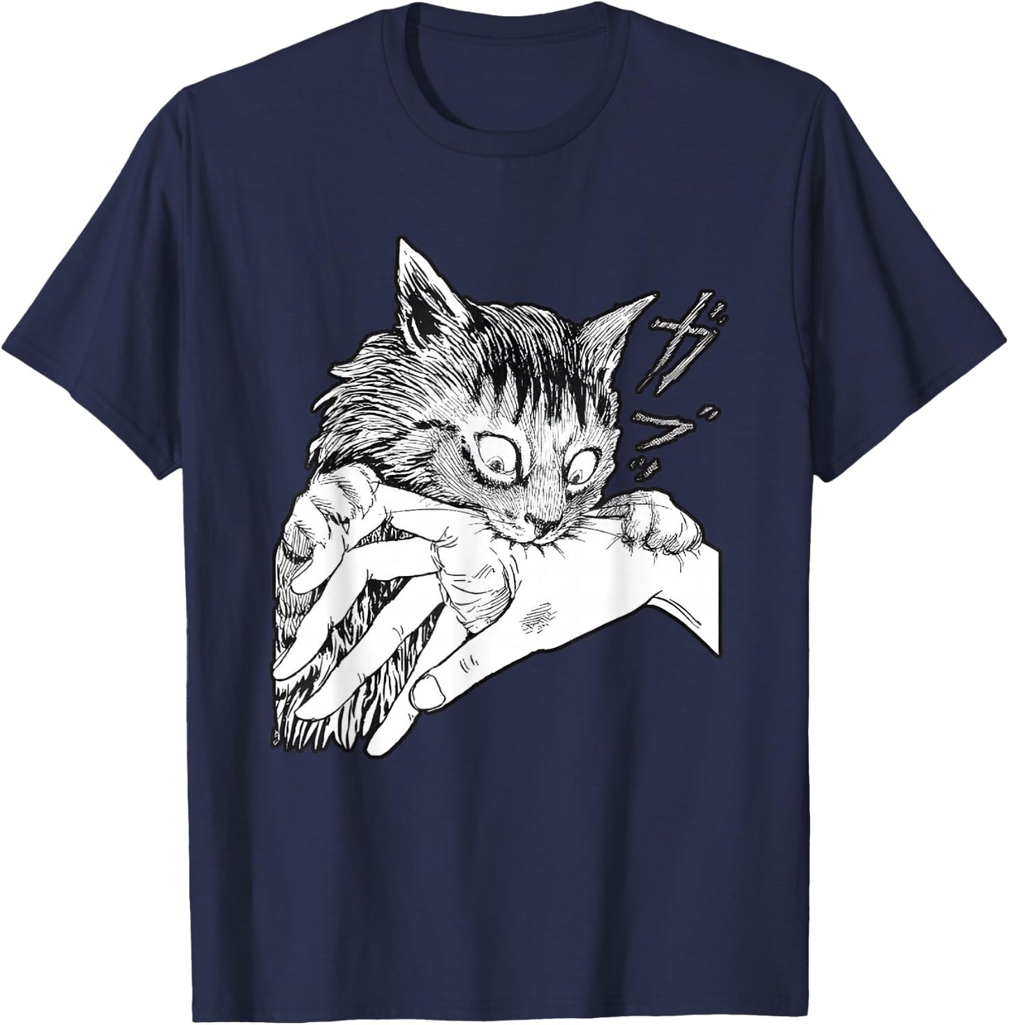 Cat Bite Funny Women T-Shirt - T-Shirt | Navy