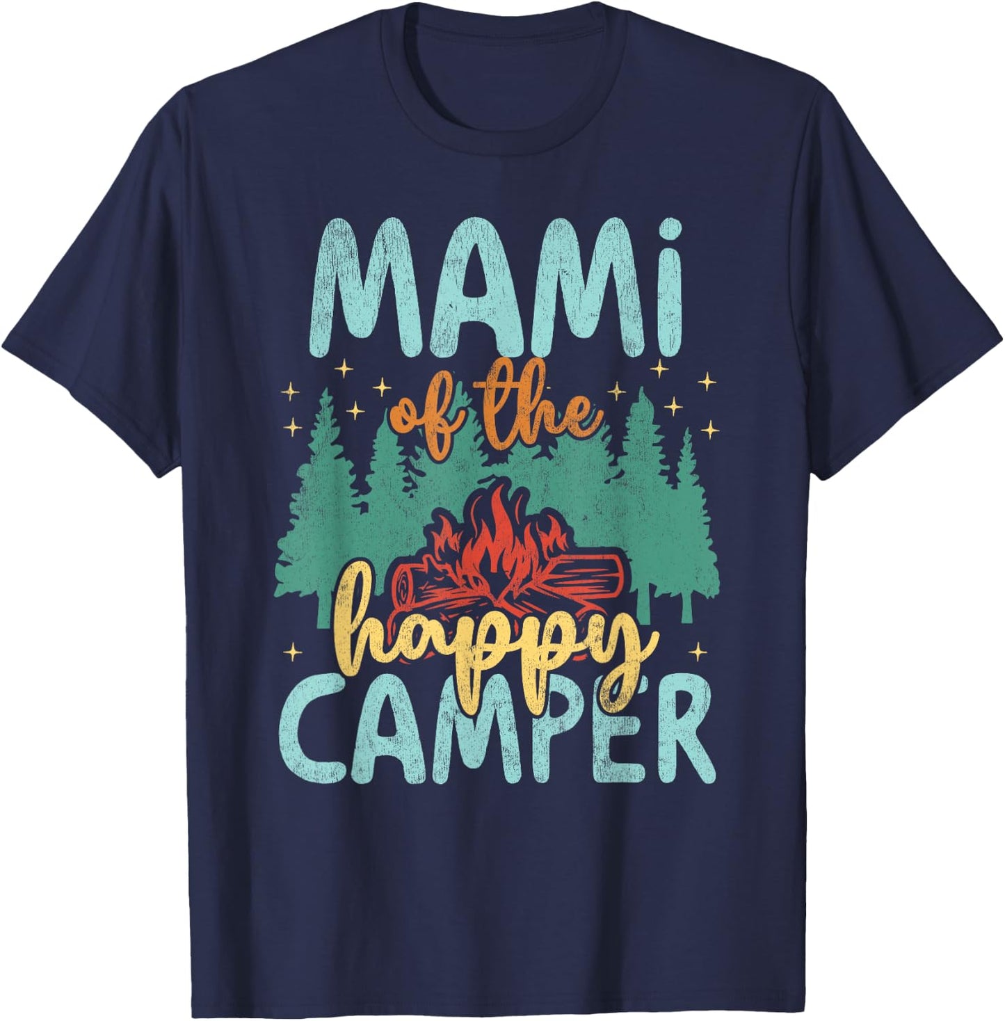 Mami of Happy Camper 1st Birthday Party Retro Mami T-Shirt - T-Shirt | Navy