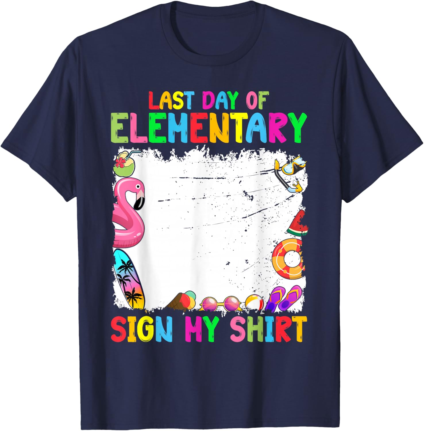 Last day of Elementary Sign My Funny Student Kids Boys T-Shirt - T-Shirt | Navy