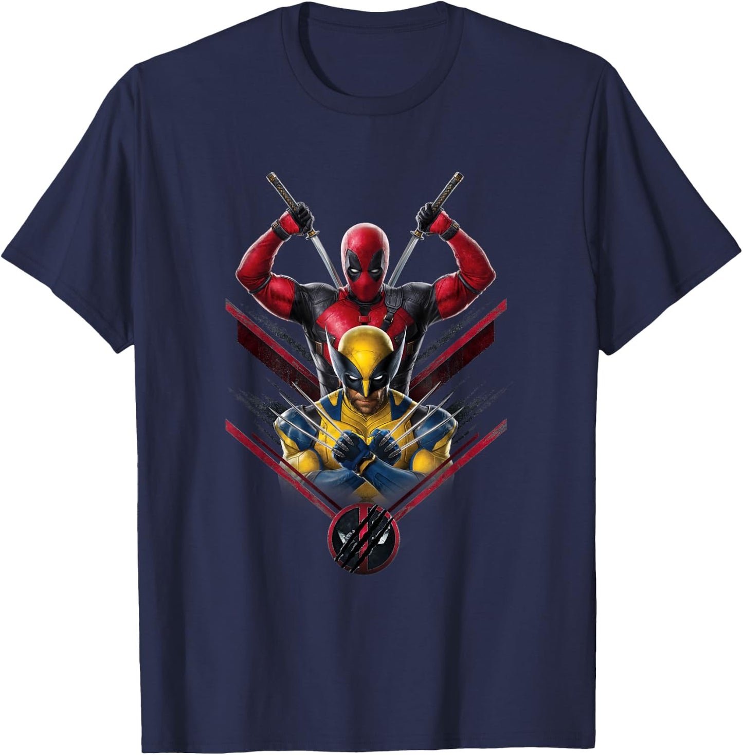 Marvel Studios Deadpool & Wolverine with Claw-Slashed Logo T-Shirt - T-Shirt | Navy