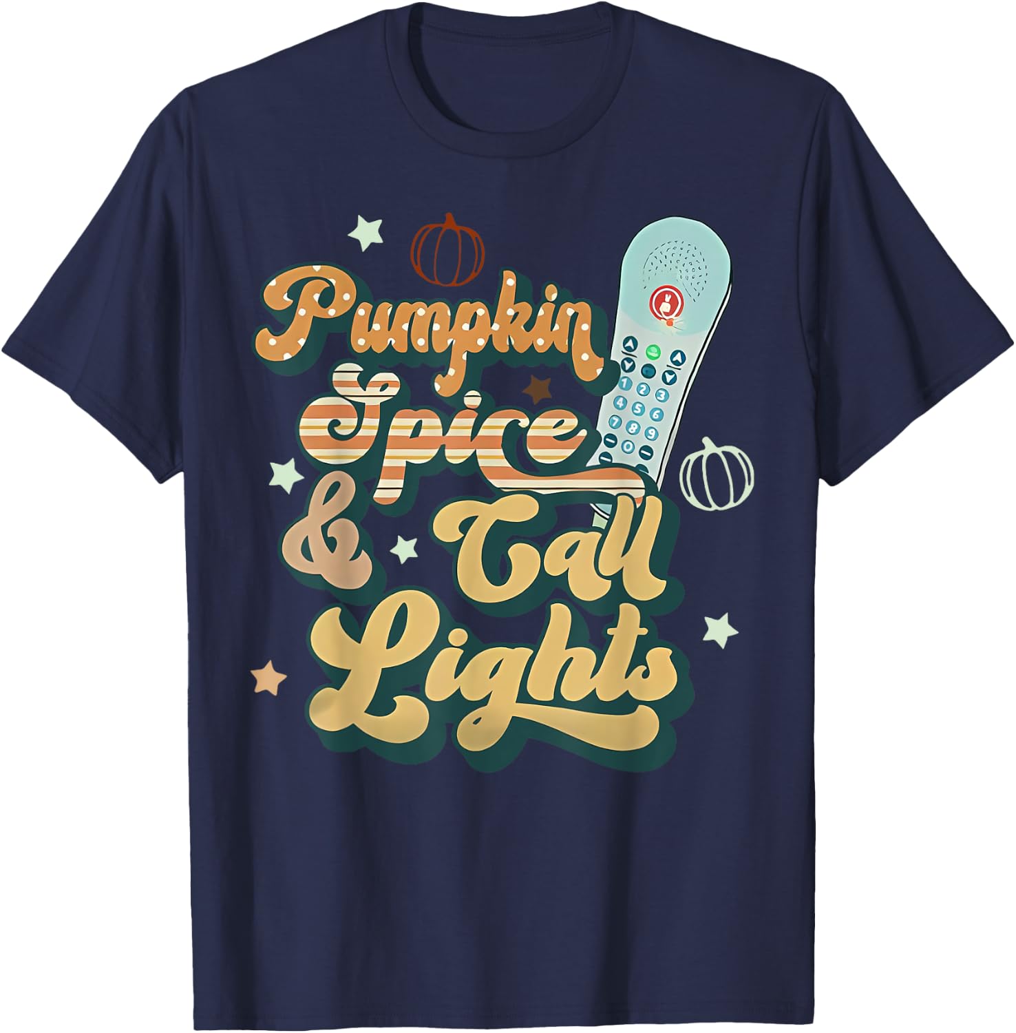 Retro Pumpkin Spice And Call Lights ER ICU Nurse Halloween T-Shirt - T-Shirt | Navy