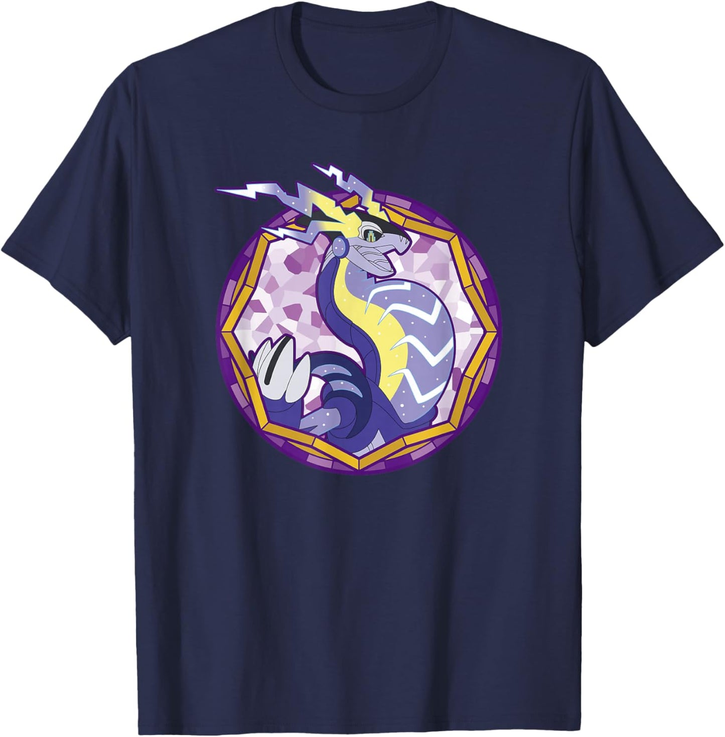 Pokémon Miraidon Legendary Paradox Violet Geometric Portrait T-Shirt - T-Shirt | Navy