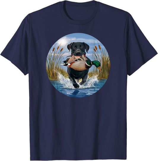 Black Lab Labrador Hunting Ducks Waterfowl Yellow lab T-Shirt - T-Shirt | Navy
