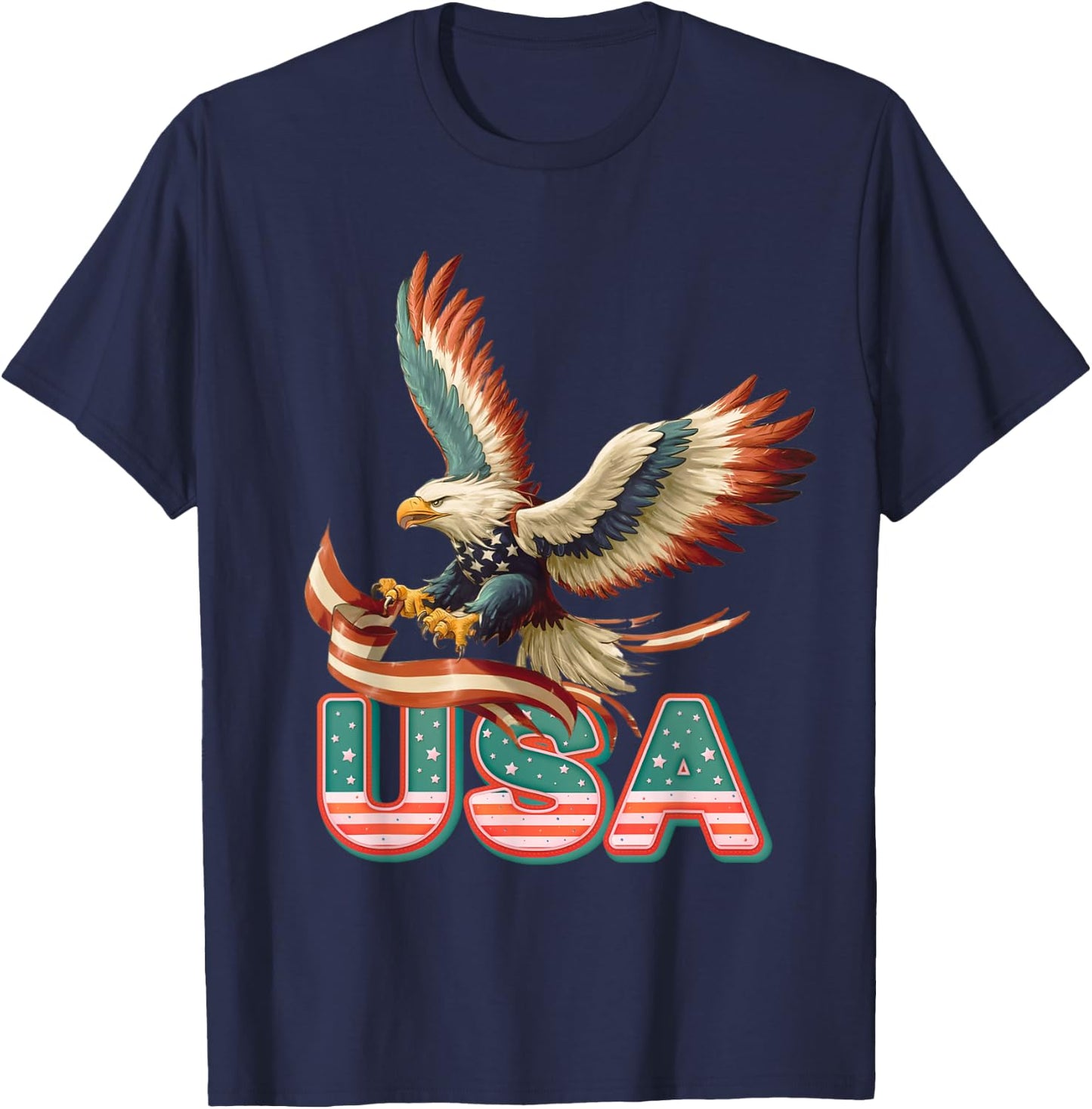 Vintage Eagle 4th of July USA Flag Patriotic American T-Shirt - T-Shirt | Navy