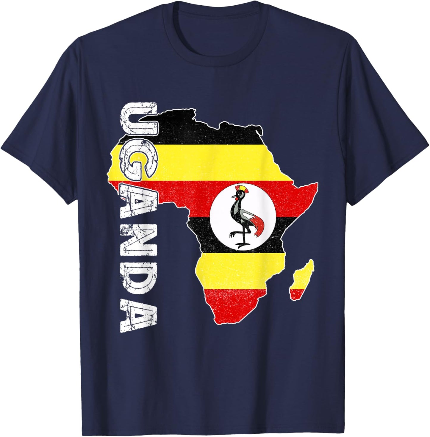 Uganda Map Ugandan Pride Ugandan Flag Africa Ugandan Roots T-Shirt - T-Shirt | Navy