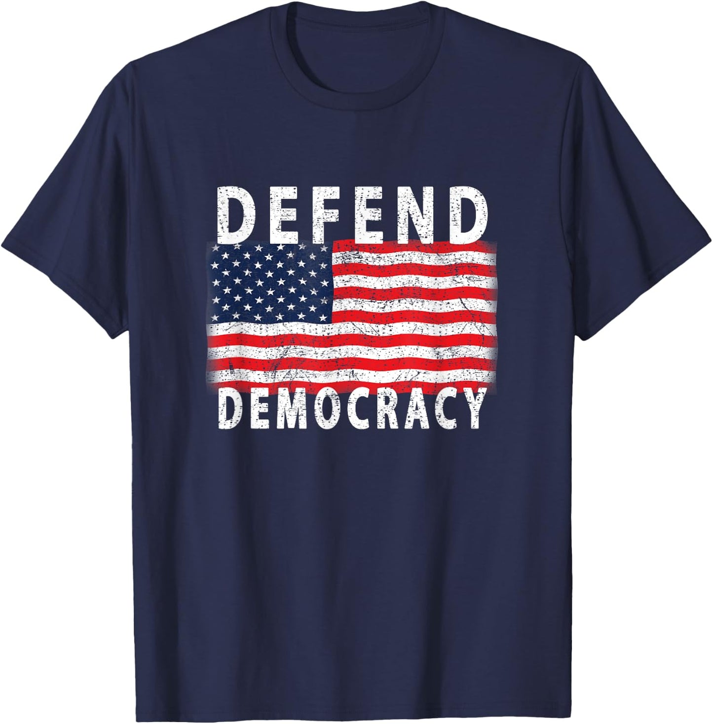 Defend Democracy Protect Voting Rights Save America Election T-Shirt - T-Shirt | Navy