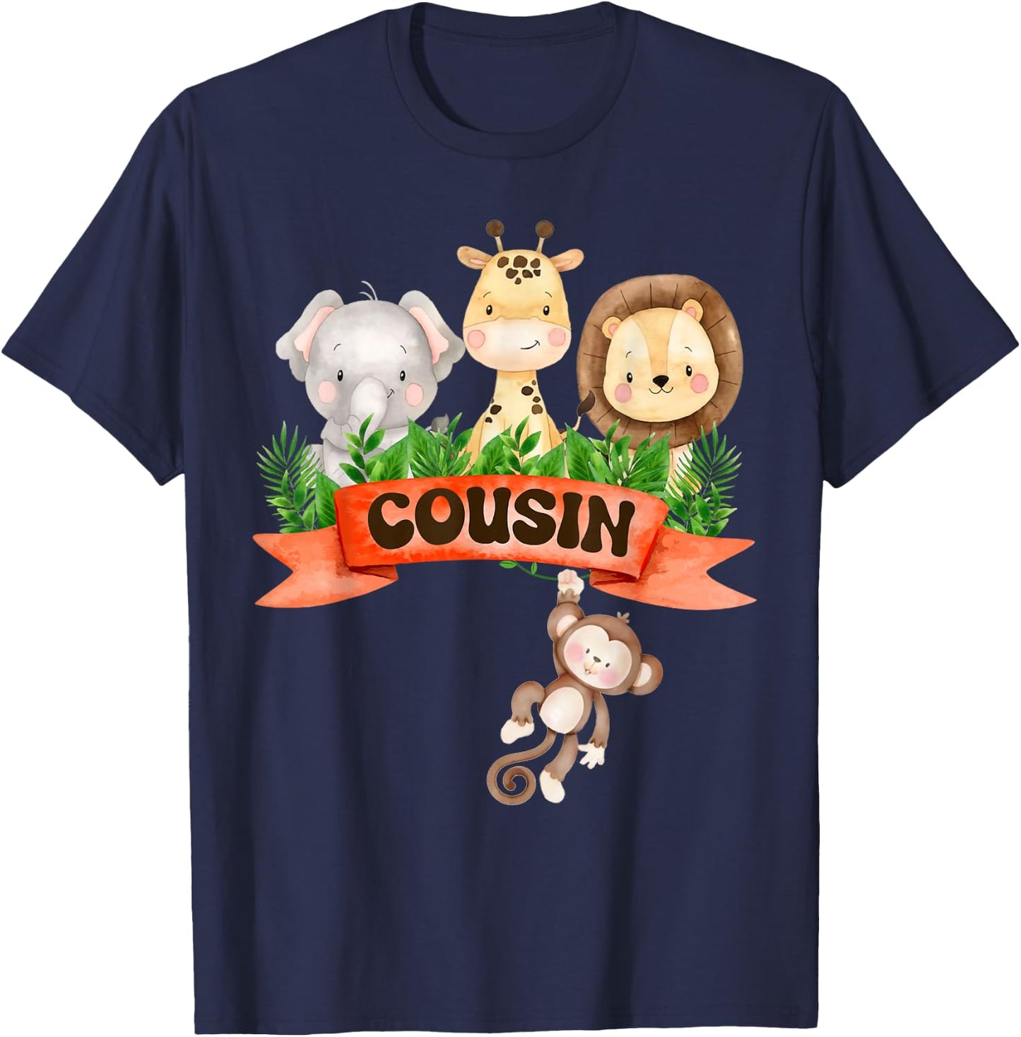 Cousin of the Wild One Zoo Birthday Safari Jungle Animal T-Shirt - T-Shirt | Navy