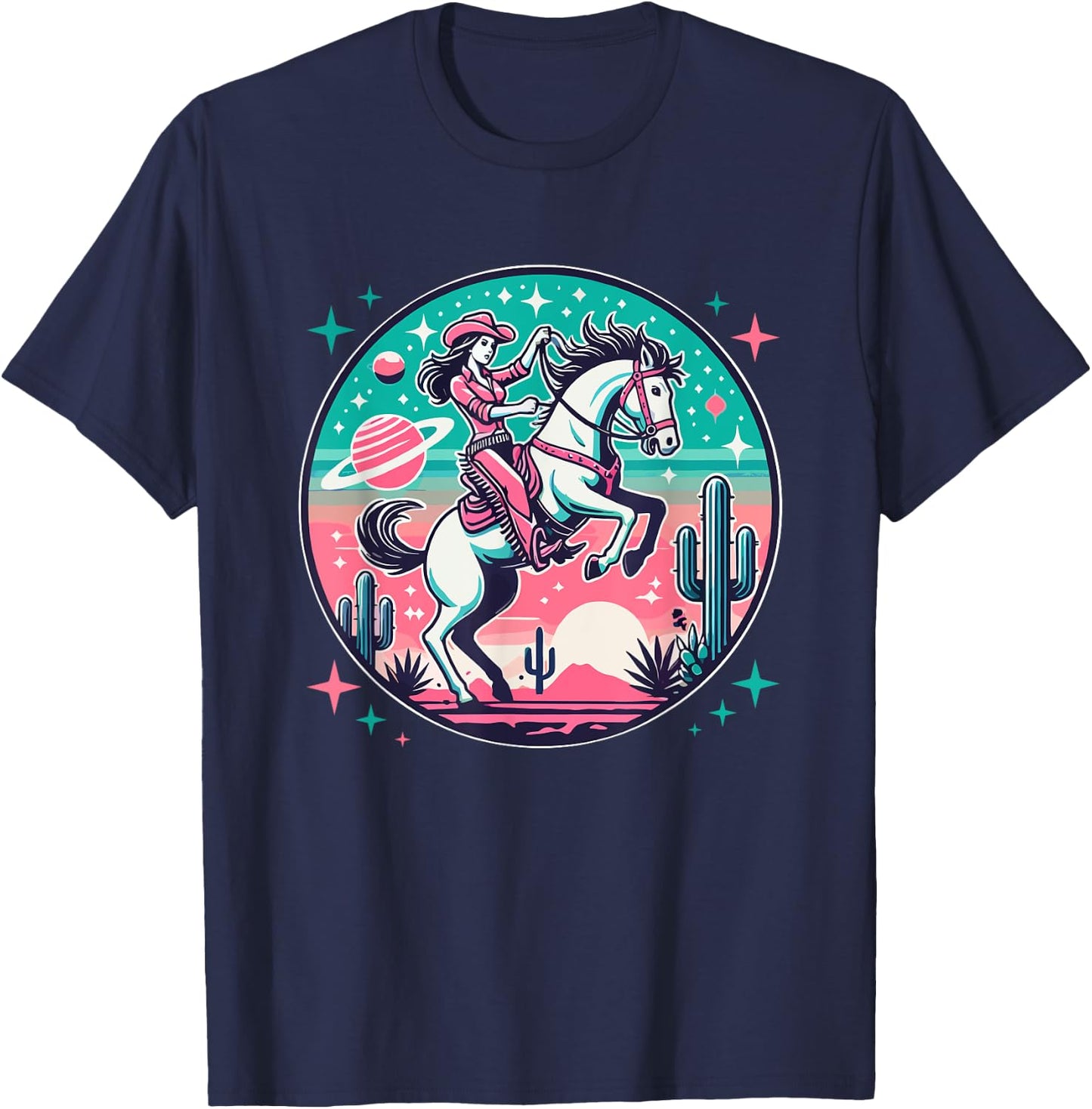 Space Cowgirl Outfit Cosmic Costume Galactic Western Riding T-Shirt - T-Shirt | Navy