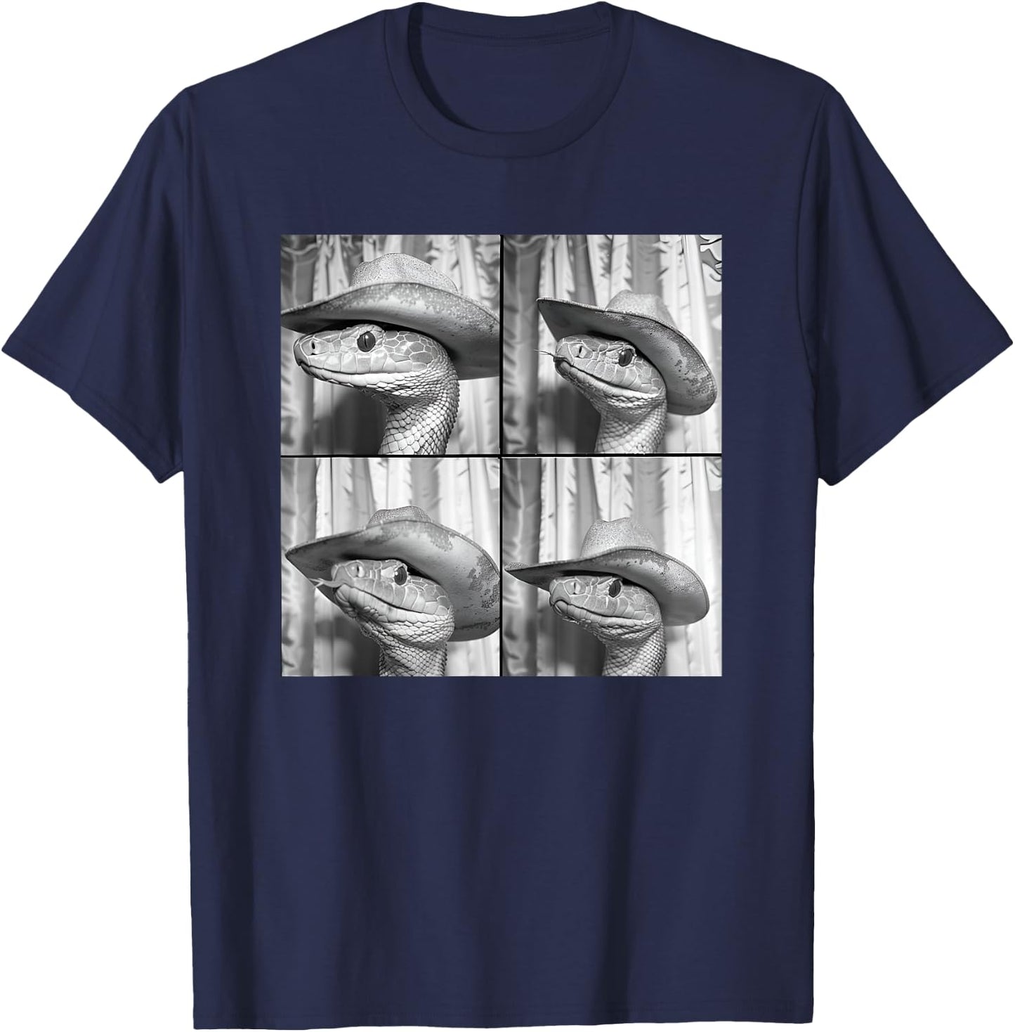 Snake Wearing Cowboy Hat Funny Animal Photobooth Rattlesnake T-Shirt - T-Shirt | Navy