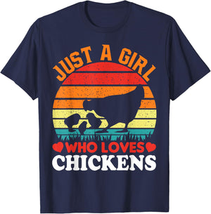 Just A Girl Who Loves Chickens T-Shirt - T-Shirt | Navy