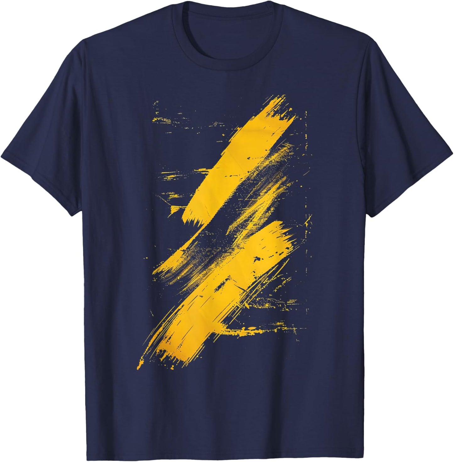 Yellow and Black Brushstrokes Graphic T-Shirt - T-Shirt | Navy