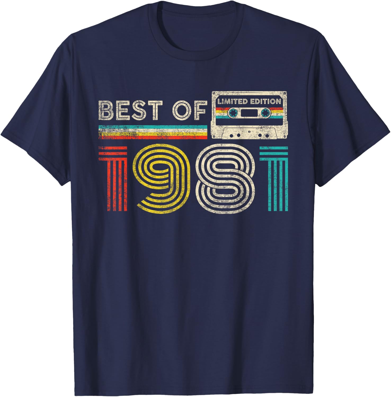 Best of 1981 44th Birthday 44 Years Old Men Women Vintage T-Shirt - T-Shirt | Navy