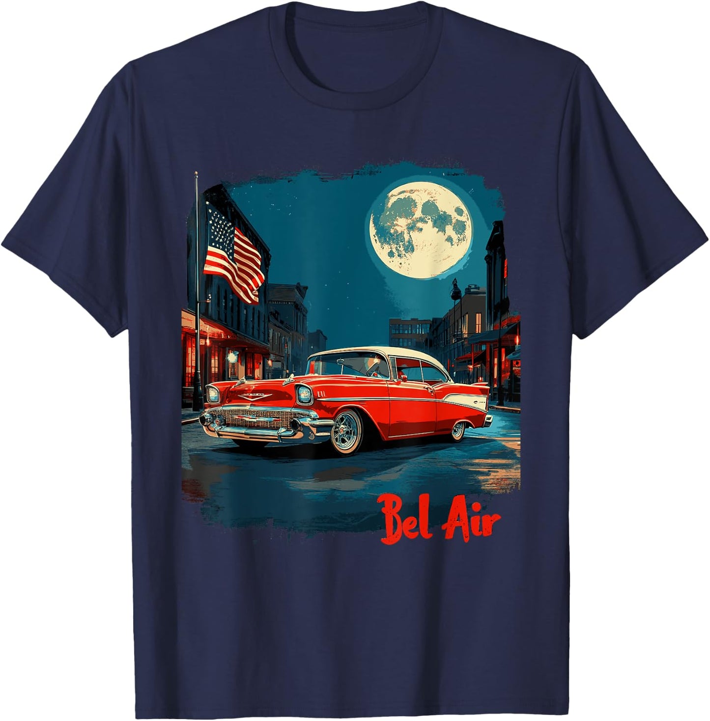 Vintage 1957 Bel Air Classic car Old School Hot Rod Bel Air T-Shirt - T-Shirt | Navy