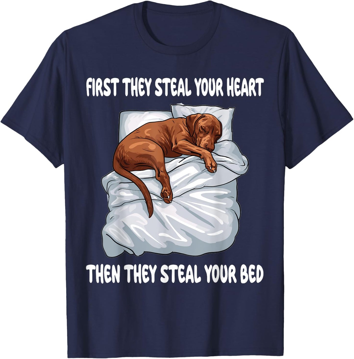 Vizsla Sleeping Pajamas Nightgown T-Shirt - T-Shirt | Navy