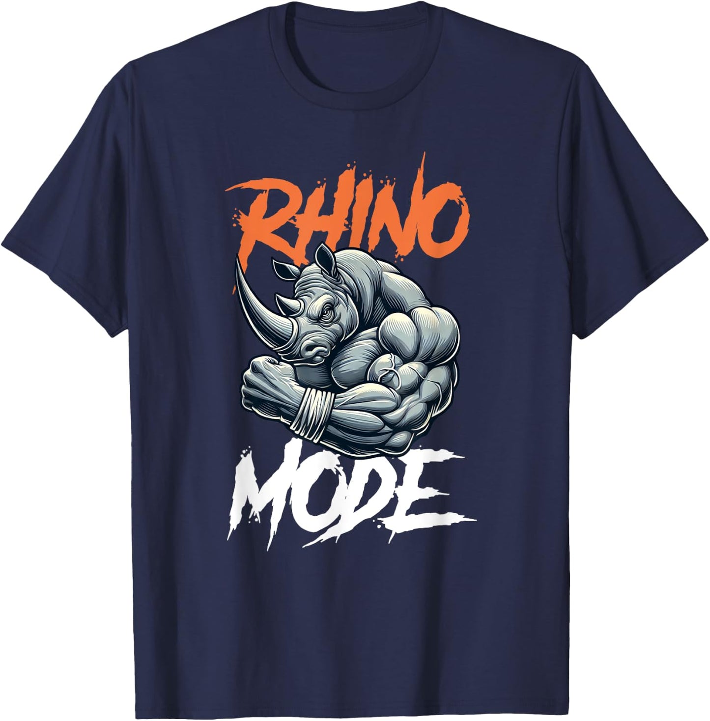 Vintage Art Rhino MODE Kawai Pet Lovers Funny Animal Happily T-Shirt - T-Shirt | Navy