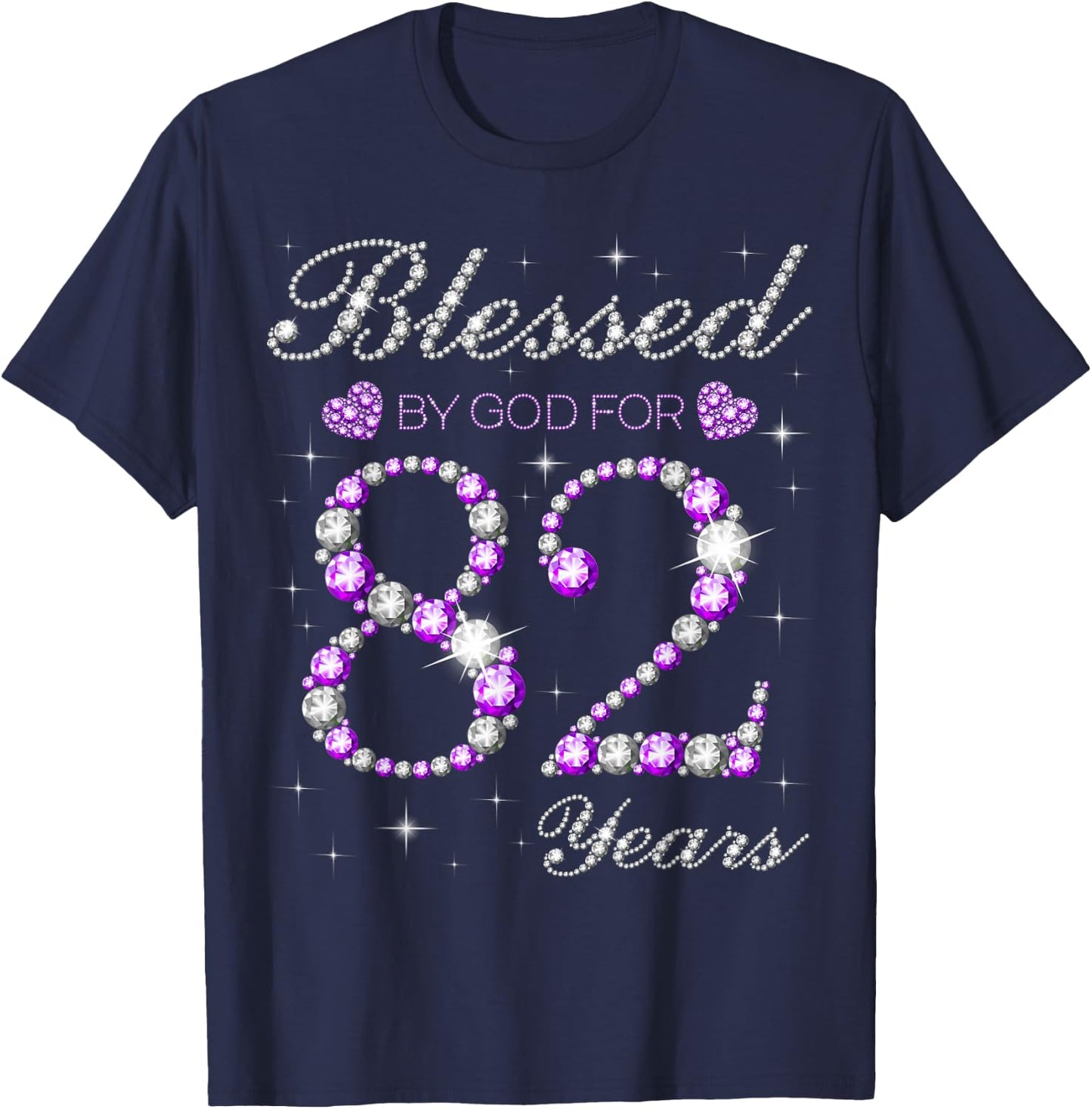 Blessed By God For 82 Years Old 82nd Birthday Party B-day T-Shirt - T-Shirt | Navy