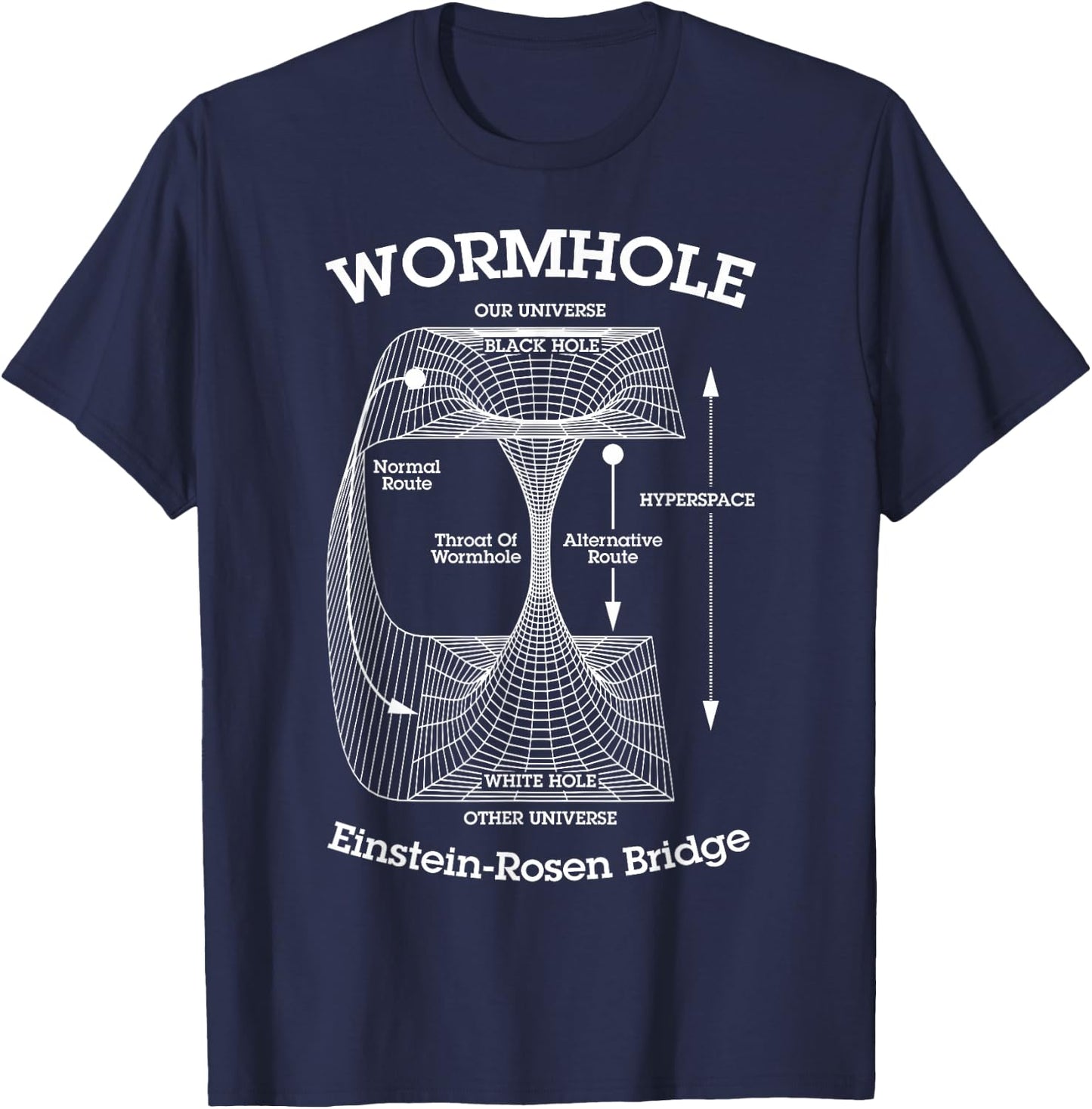 Grandio Design Funny Scientific Science Gifts -Adults, -Kids Wormhole Einstein-Rosen Bridge Black Hole Hyperspace Physics T-Shirt - T-Shirt | Navy