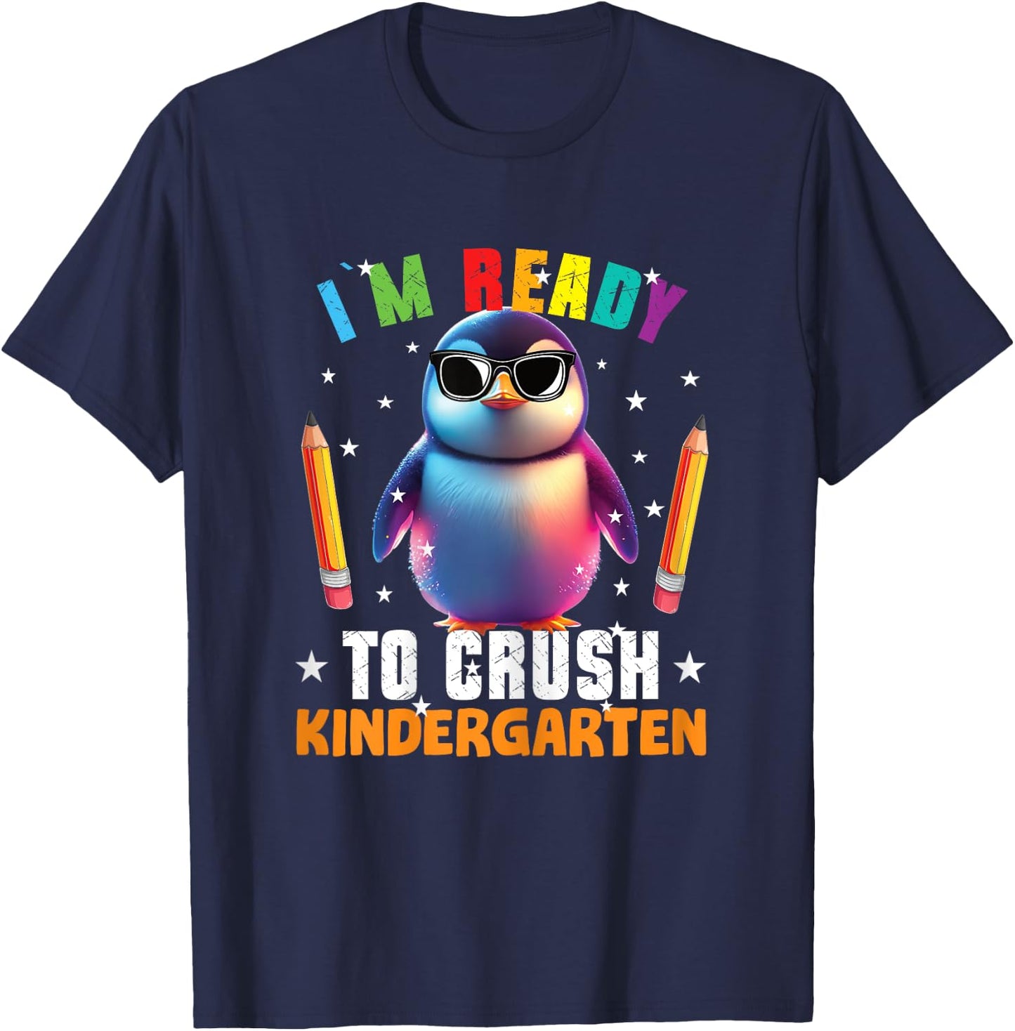 Crush Kindergarten funny Penguin Back to School Girls Gift T-Shirt - T-Shirt | Navy