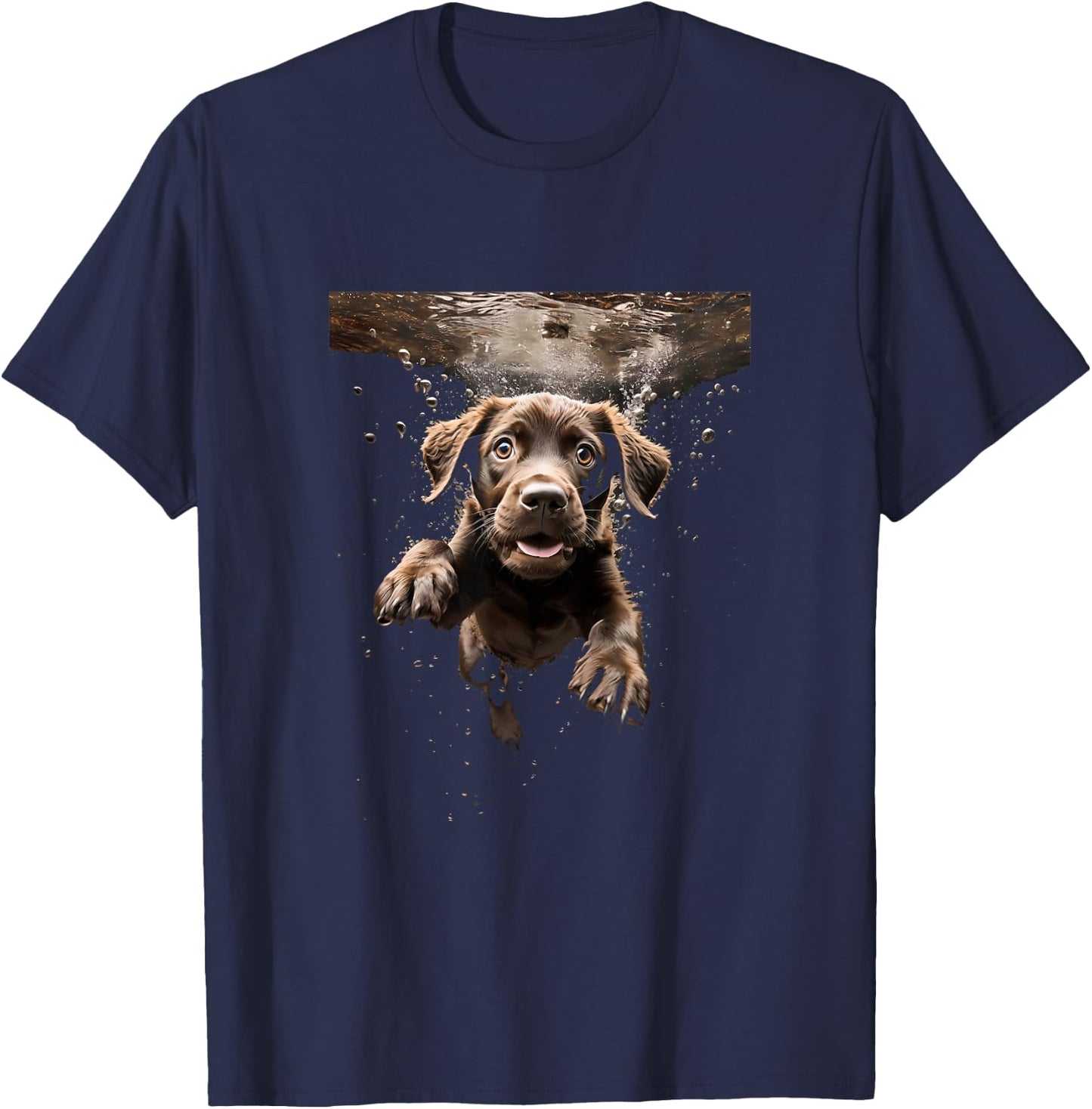 Labrador Retriever Dog Diving Swimming Underwater T-Shirt - T-Shirt | Navy