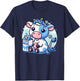 Cute Kawaii Blueberry Milk Cow Animal Milkshake T-Shirt - T-Shirt | Navy