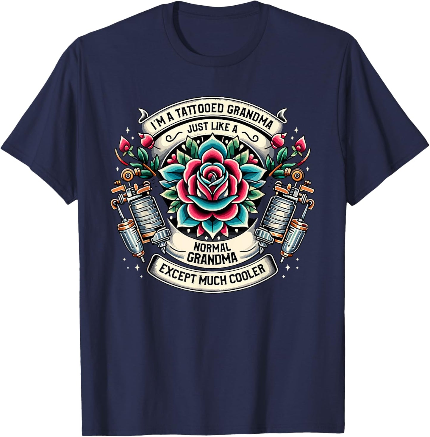 Tattooed Grandma Tattoo Tattooing Ink Tattoos Grandmother T-Shirt - T-Shirt | Navy