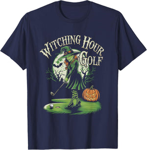 Witching Hour Golf Halloween Golf Witch Pumpkin T-Shirt - T-Shirt | Navy