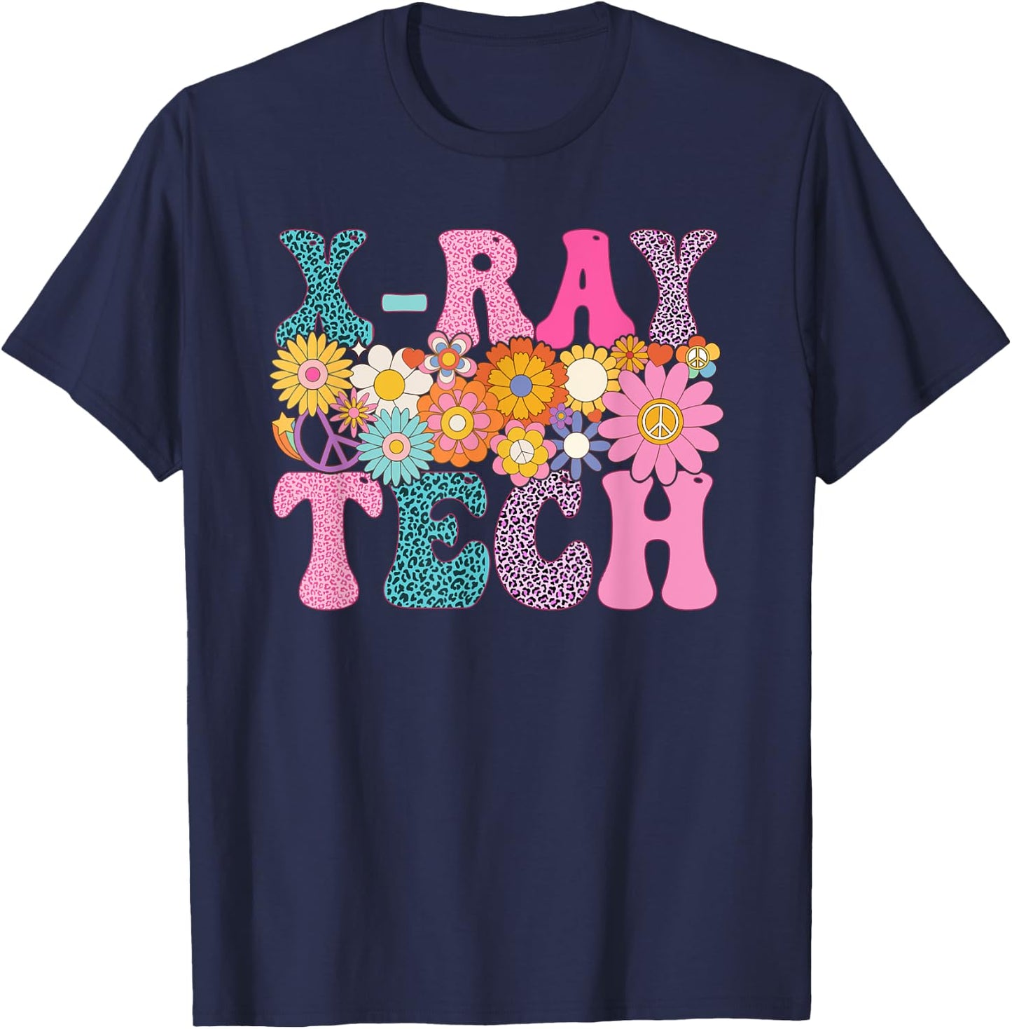 X-ray Tech Week Groovy Leopard Appreciation Day T-Shirt - T-Shirt | Navy