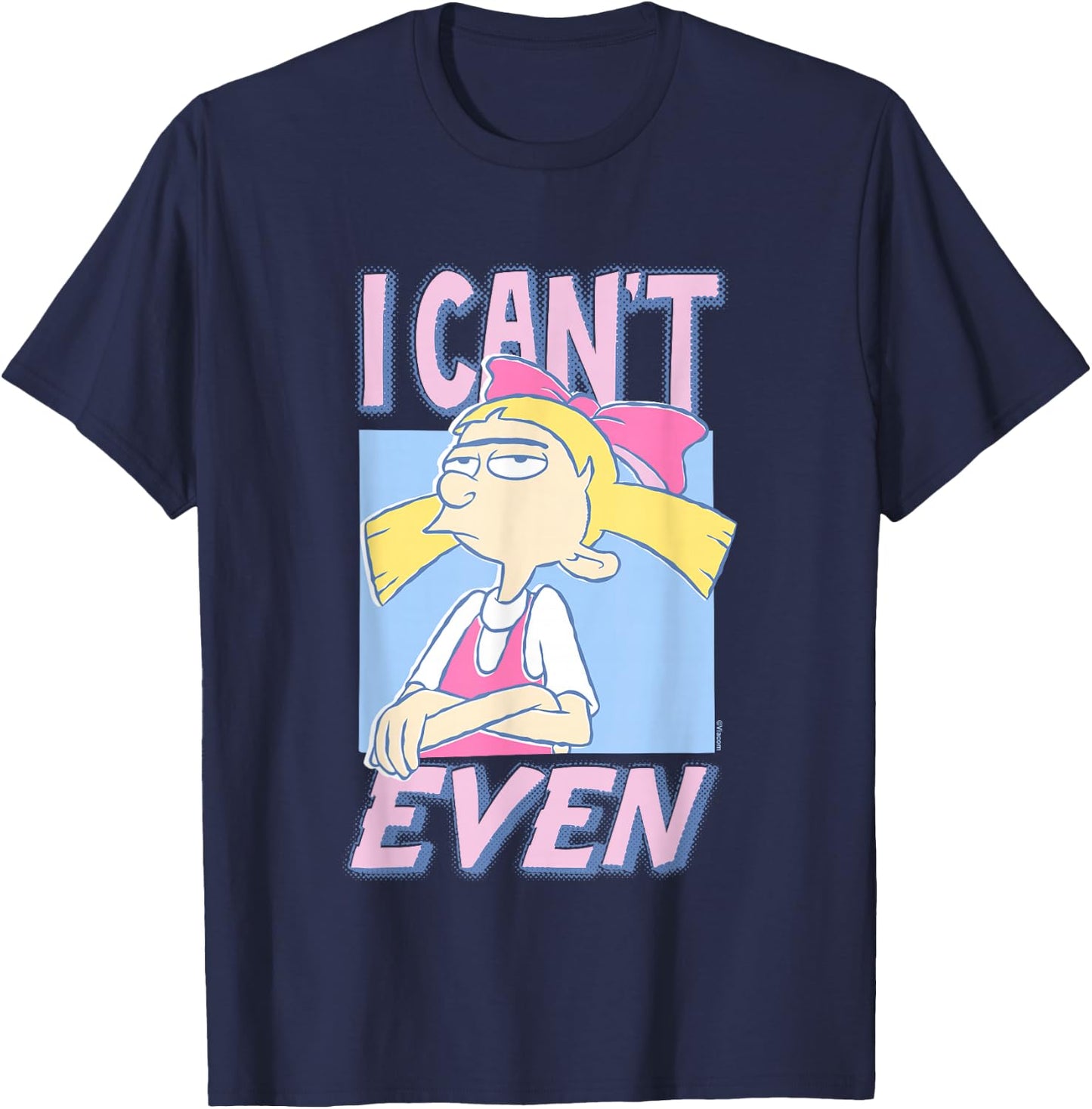 Hey Arnold! Iconic Helga Pataki I Can't Even Big Chest Logo T-Shirt - T-Shirt | Navy