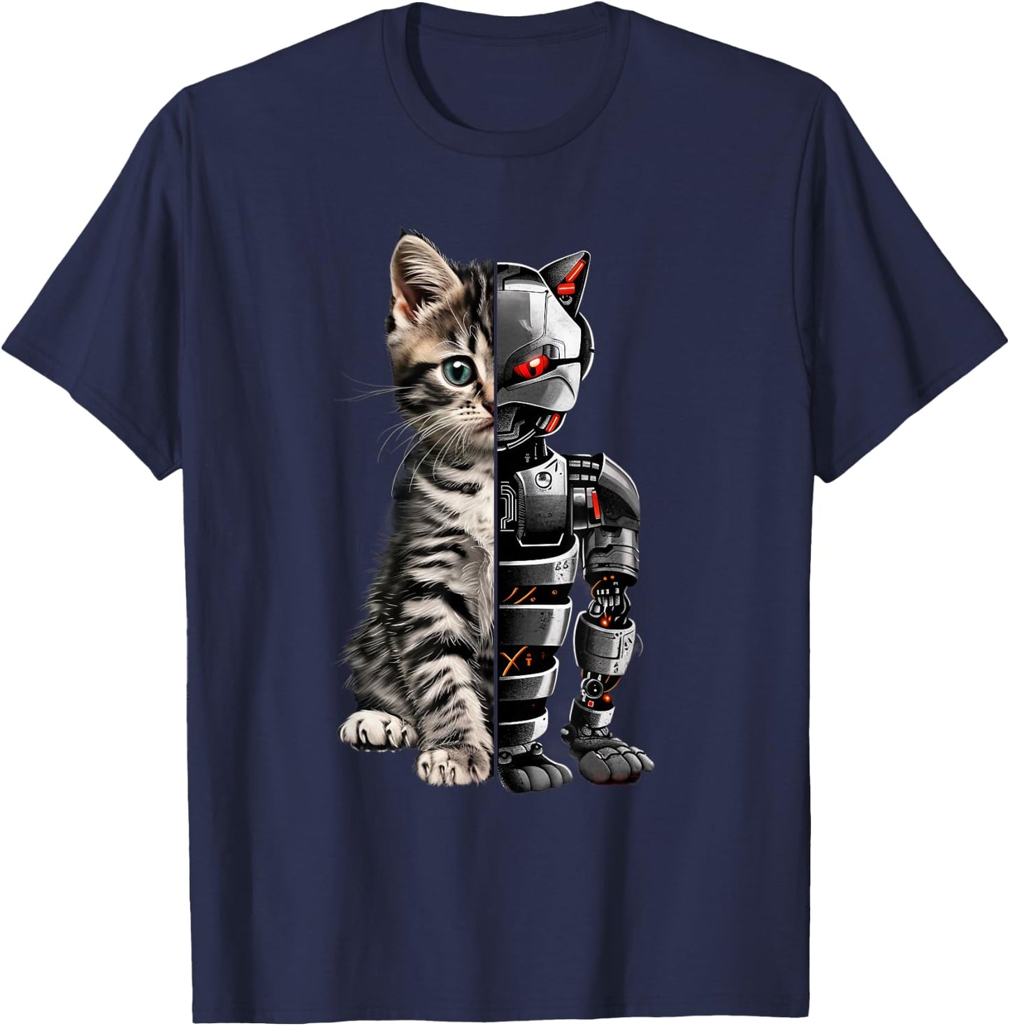 Funny Cat Robot Animal Lover Cyborg Cat Robot Cat T-Shirt - T-Shirt | Navy