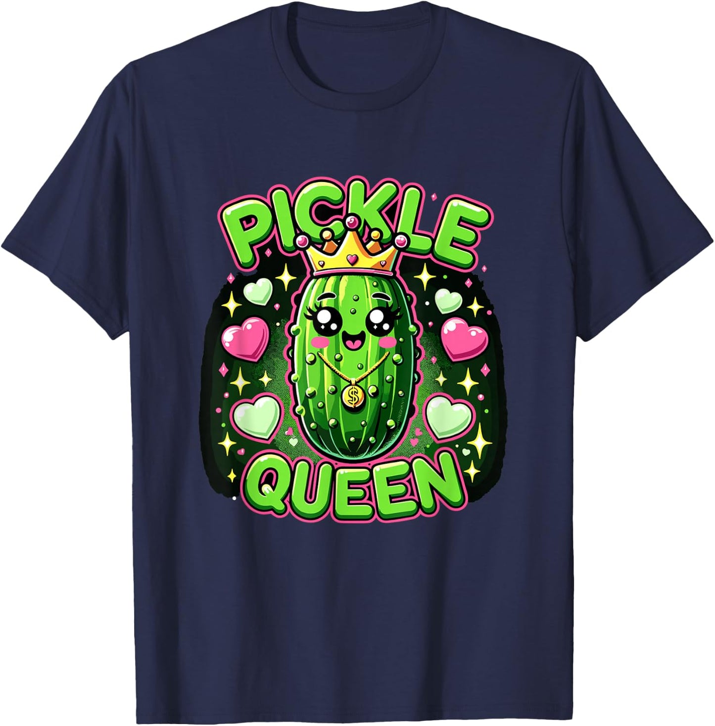 Pickle Queen for Girls and Women funny pickle T-Shirt - T-Shirt | Navy