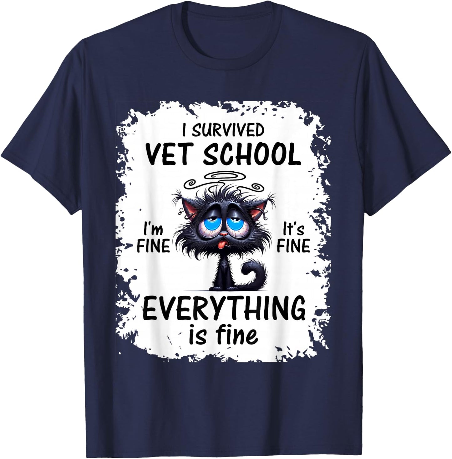 I Survived Vet School Cat T-Shirt - T-Shirt | Navy