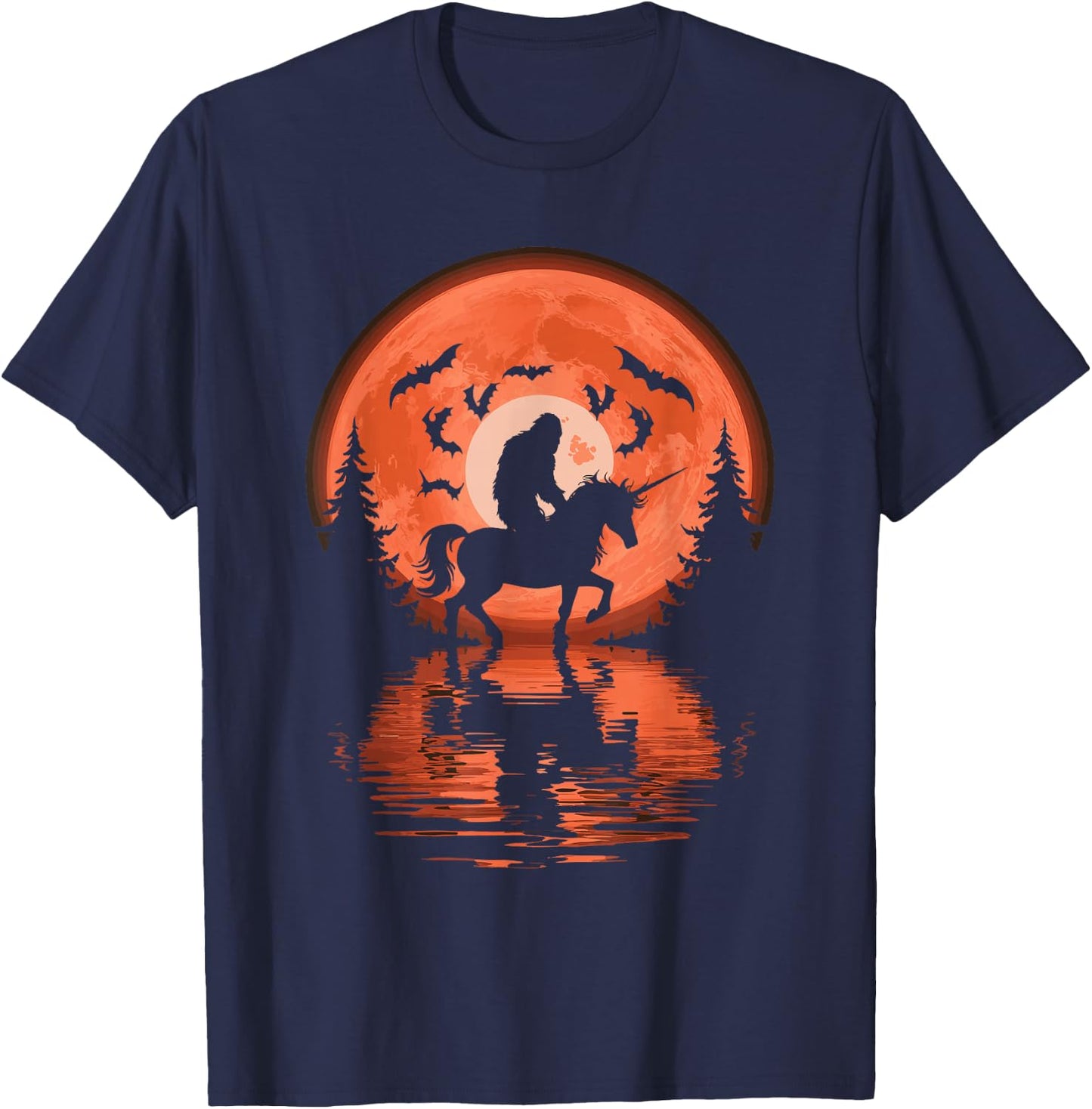 Bigfoot Riding Unicorn T-Shirt - T-Shirt | Navy