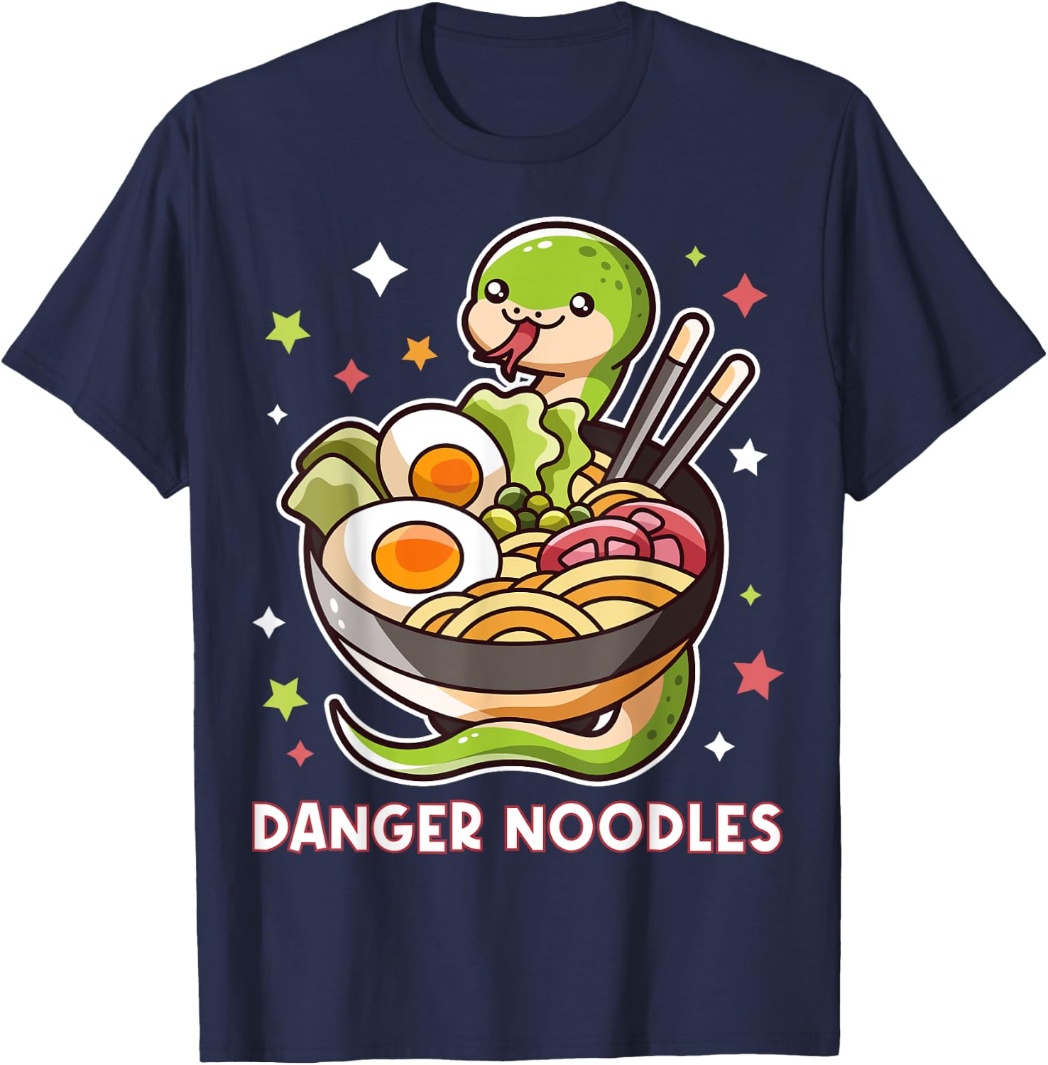 Danger Noodles Snake In A Ramen Noodles Bowl Kawaii Outfit T-Shirt - T-Shirt | Navy