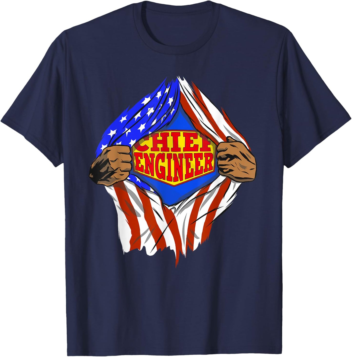 Funny Super Chief Engineer Hero Job T-Shirt - T-Shirt | Navy