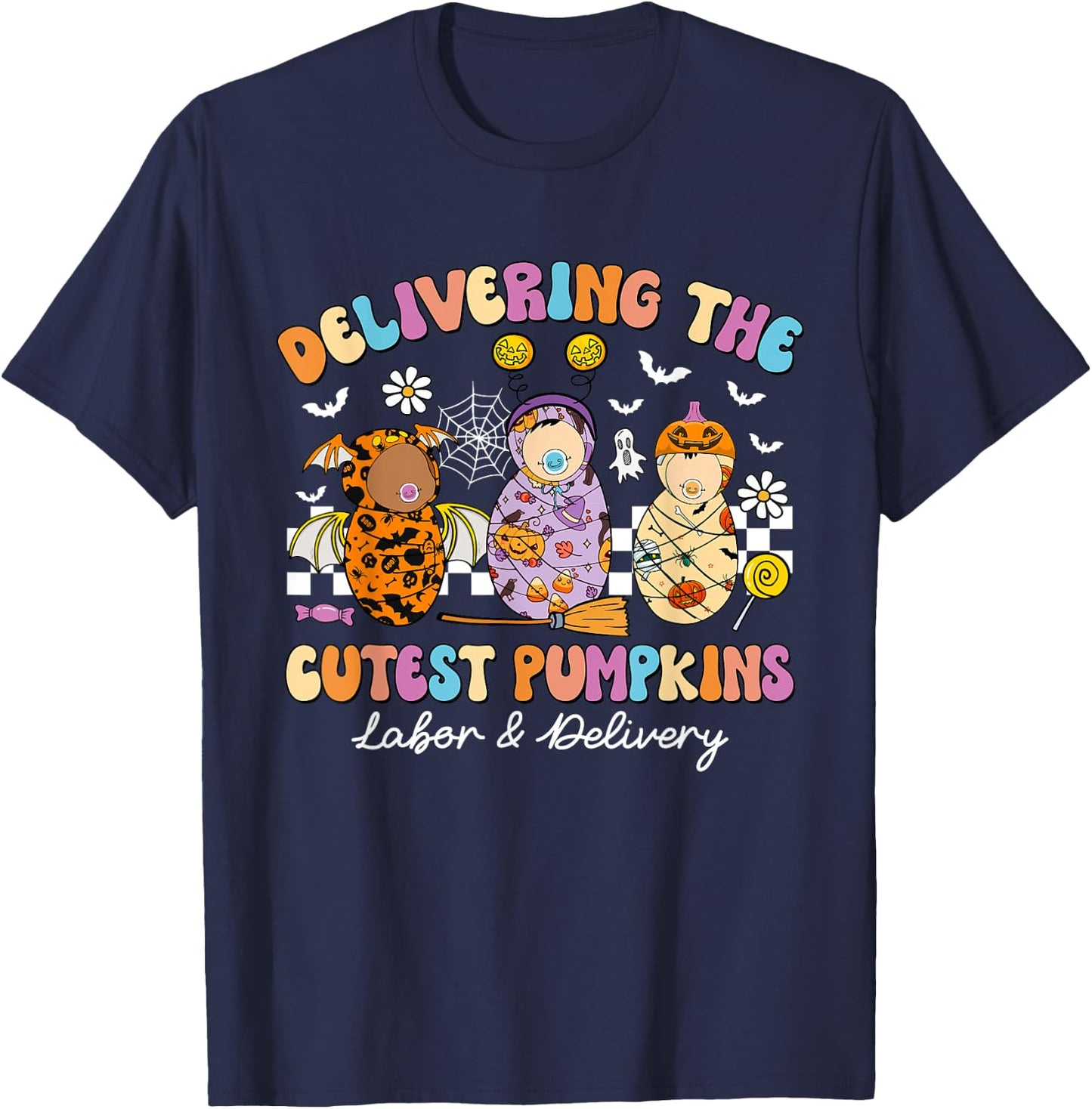 Delivering Cutest Pumpkins Labor & Delivery Nurse Halloween T-Shirt - T-Shirt | Navy