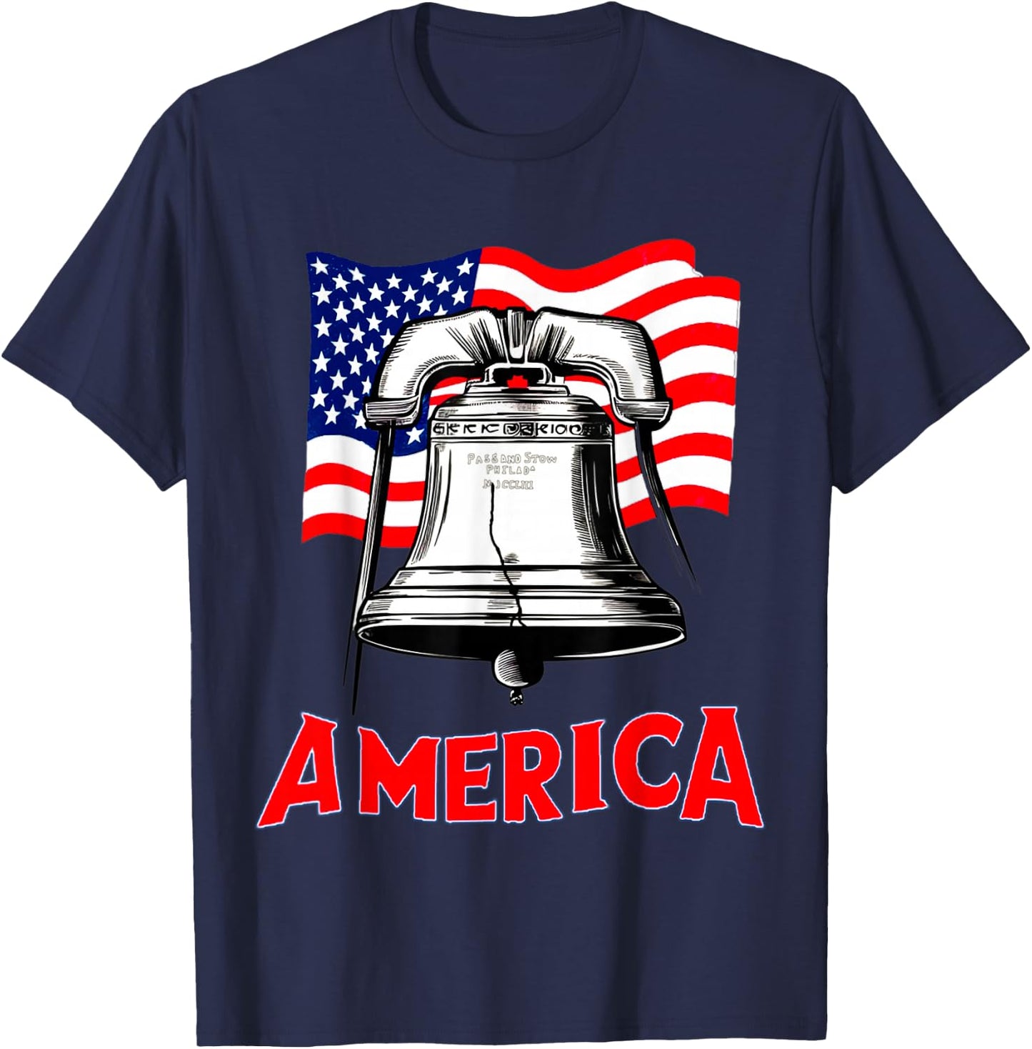 Liberty Bell and America Let freedom Ring T-Shirt - T-Shirt | Navy