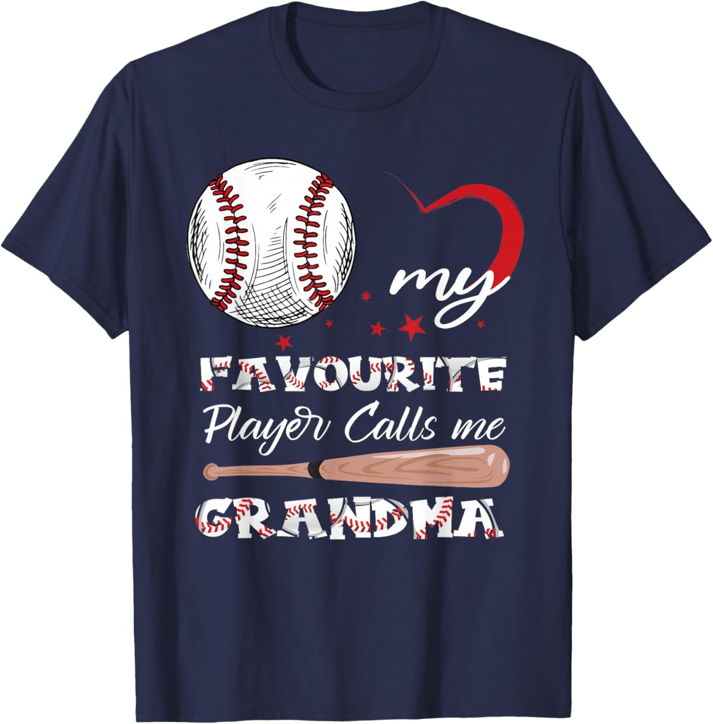 My Favorite Player Calls Me Grandma Baseball Women T-Shirt - T-Shirt | Navy