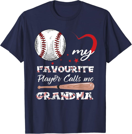 My Favorite Player Calls Me Grandma Baseball Women T-Shirt - T-Shirt | Navy