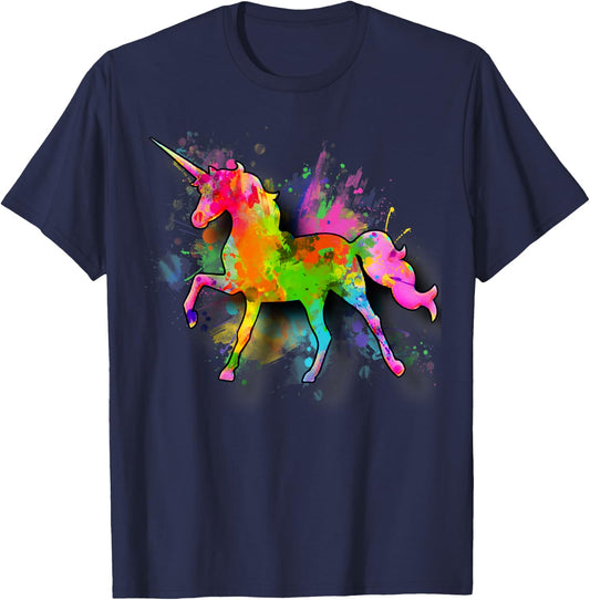 Colorful Retro Unicorn Gear , Women & Kids T-Shirt - T-Shirt | Navy