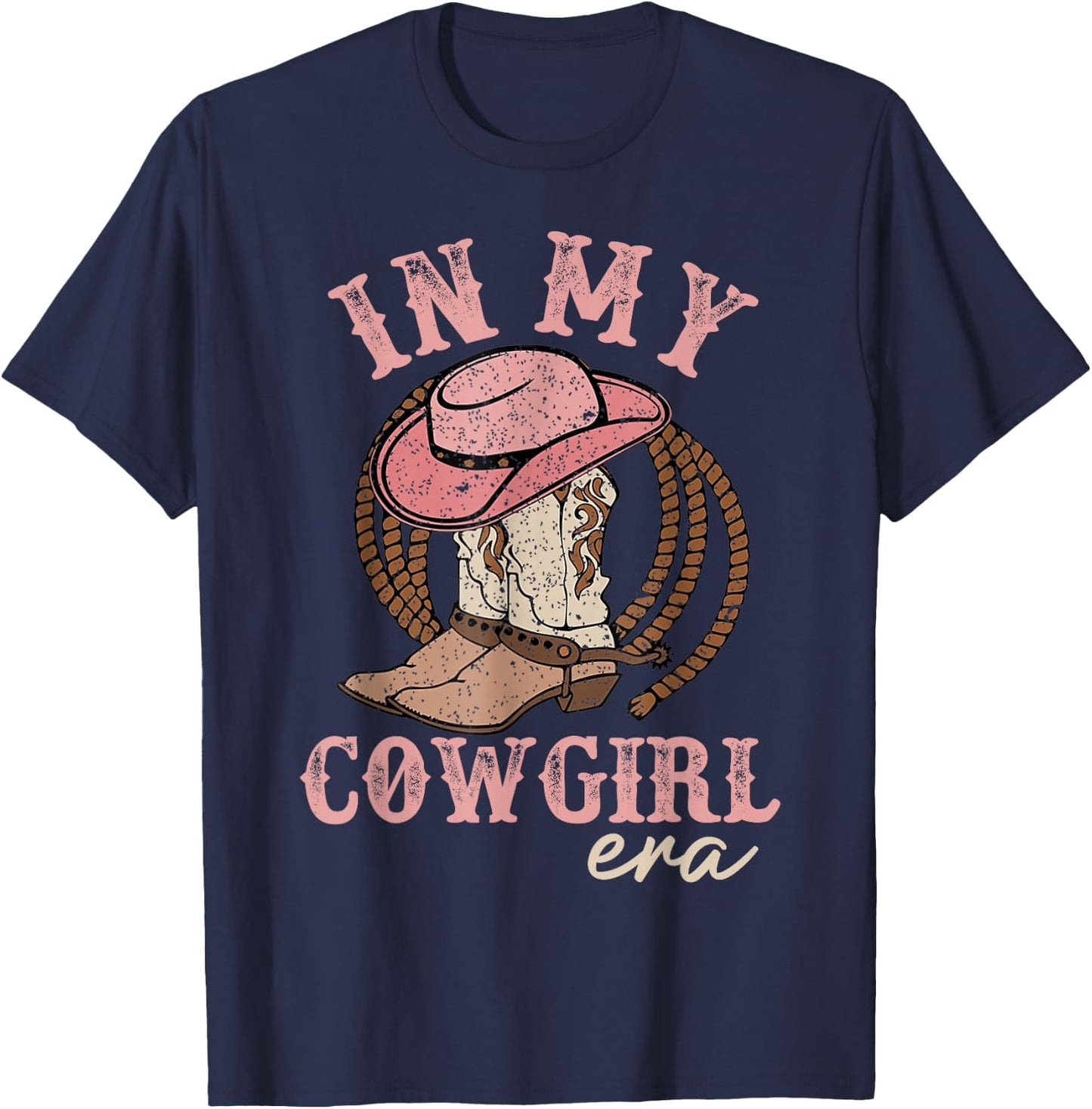 In My Cowgirl Era Groovy Cute Western Rodeo Cowgirl T-Shirt - T-Shirt | Navy