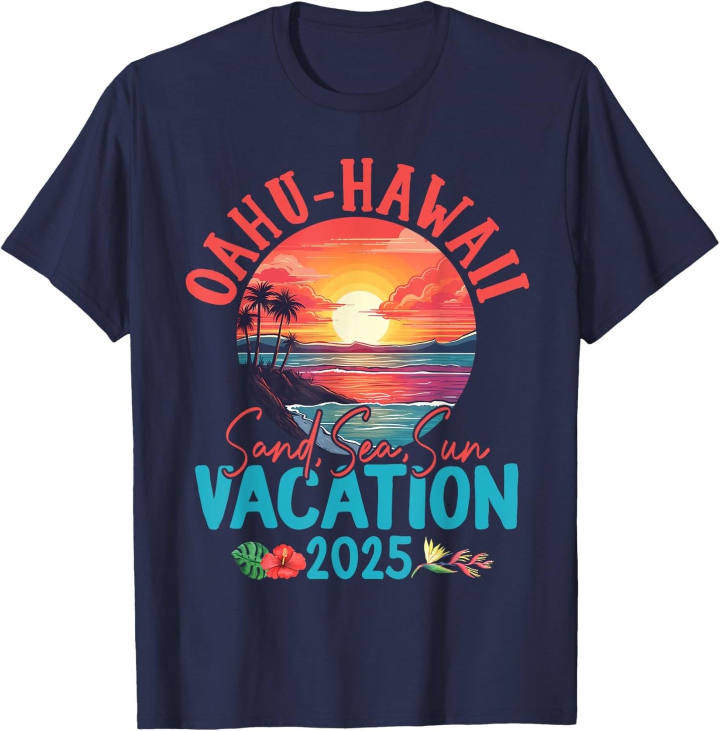 Oahu Hawaii Vacation 2025 Souvenir Matching Family Group T-Shirt - T-Shirt | Navy