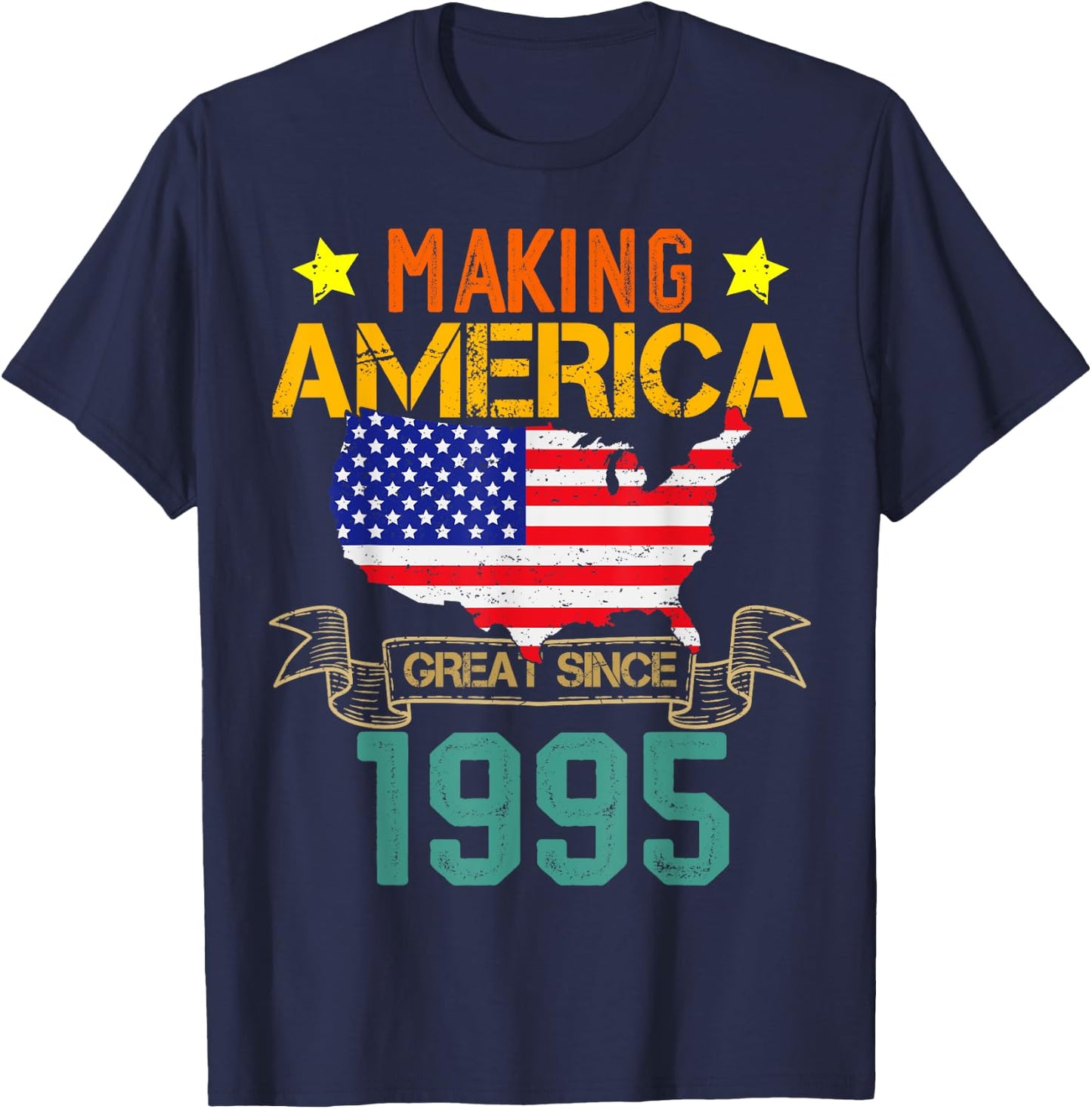 Make America Great Since 1995 American Flag 4th Of July Men T-Shirt - T-Shirt | Navy
