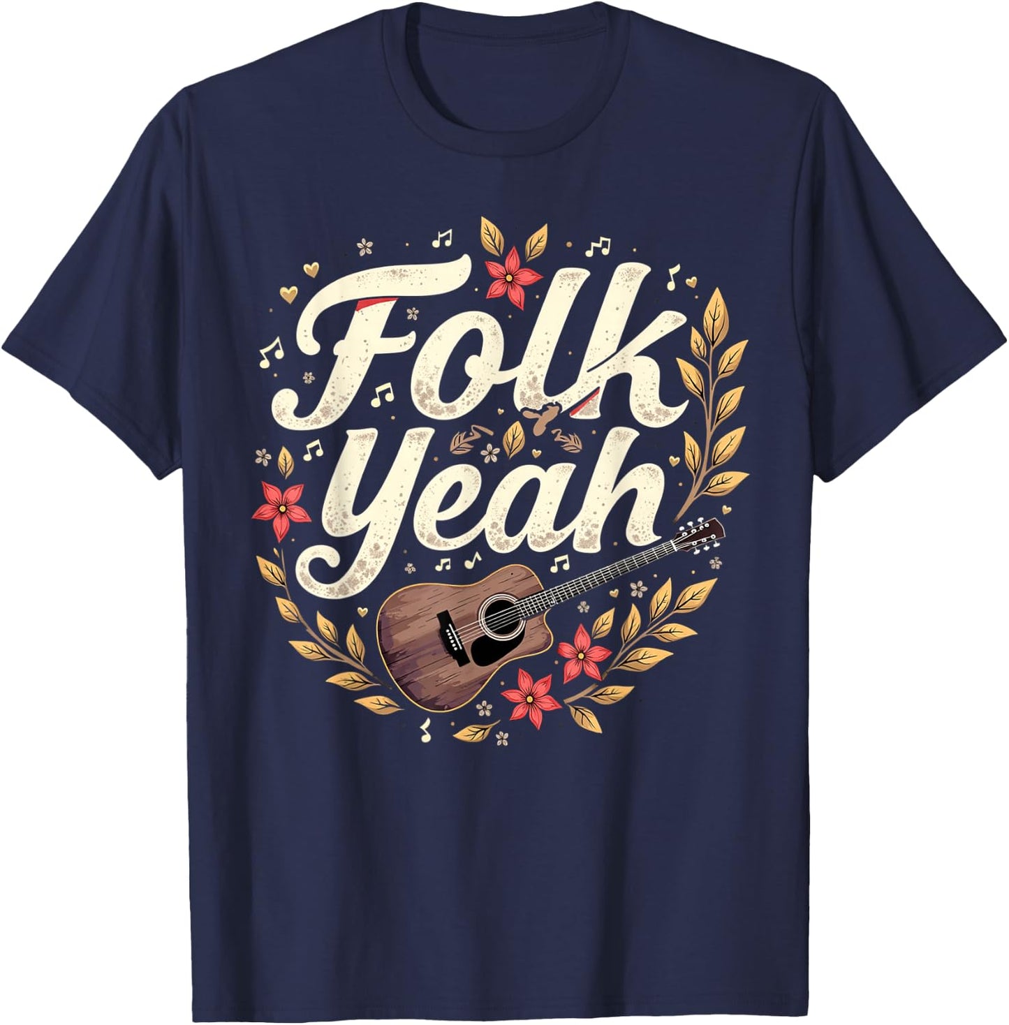Folk Yeah Country Music Traditional American Folk T-Shirt - T-Shirt | Navy